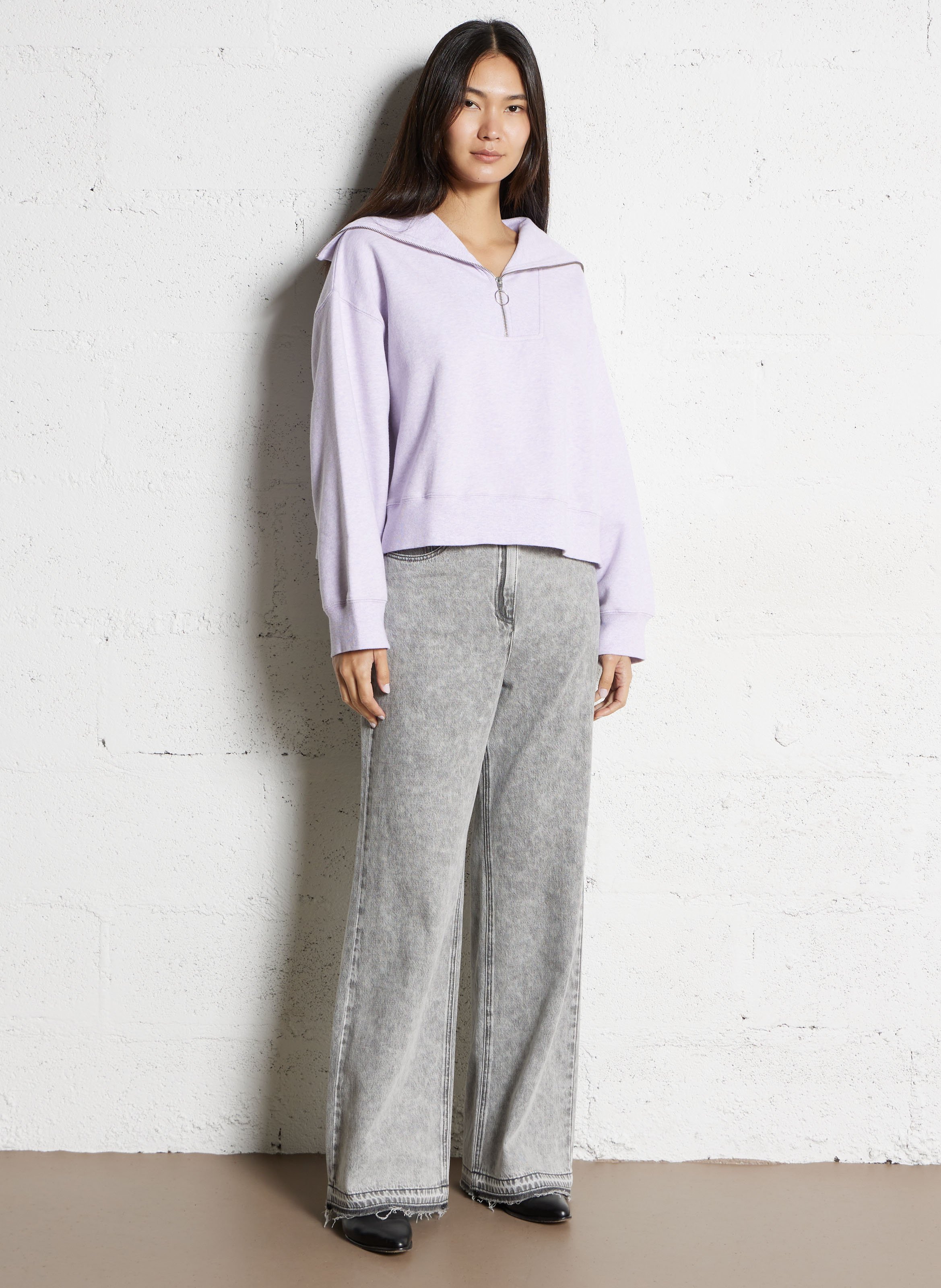 Sweat oversize col montant en coton IKKS Violet