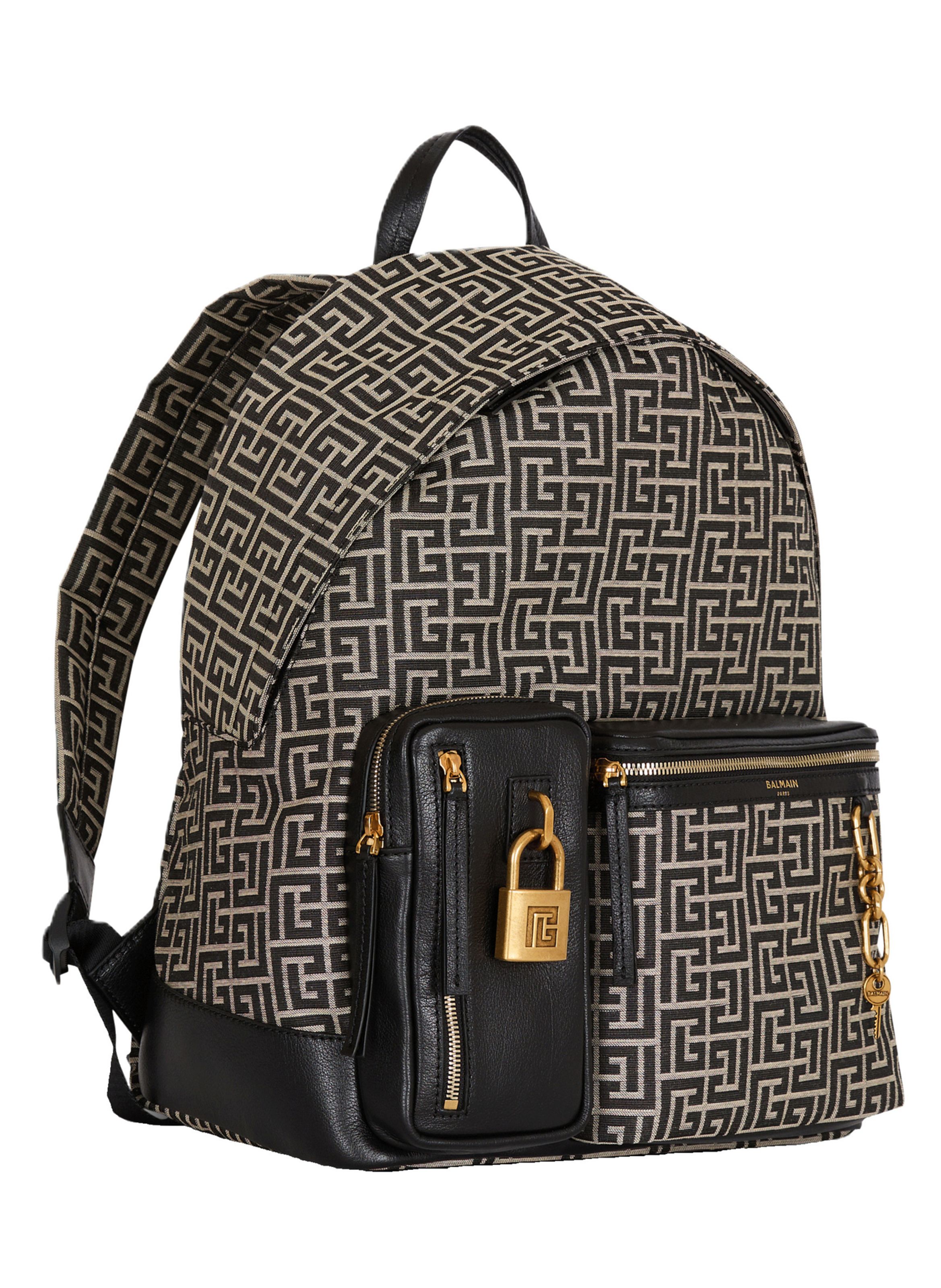 Sac à dos pulse en jacquard monogramme BALMAIN Noir