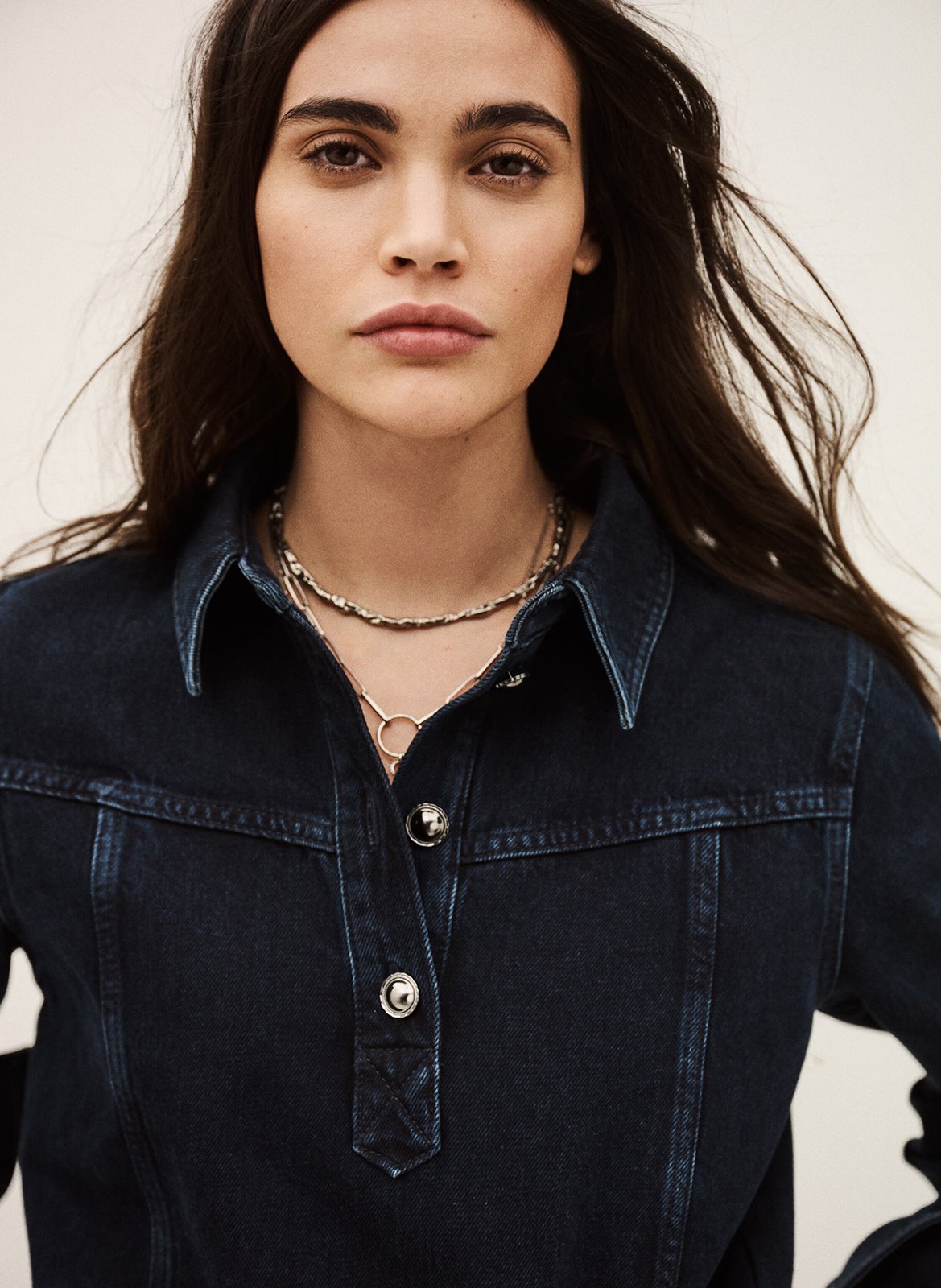 Top droit col classique en coton tavy BA&SH Bleu