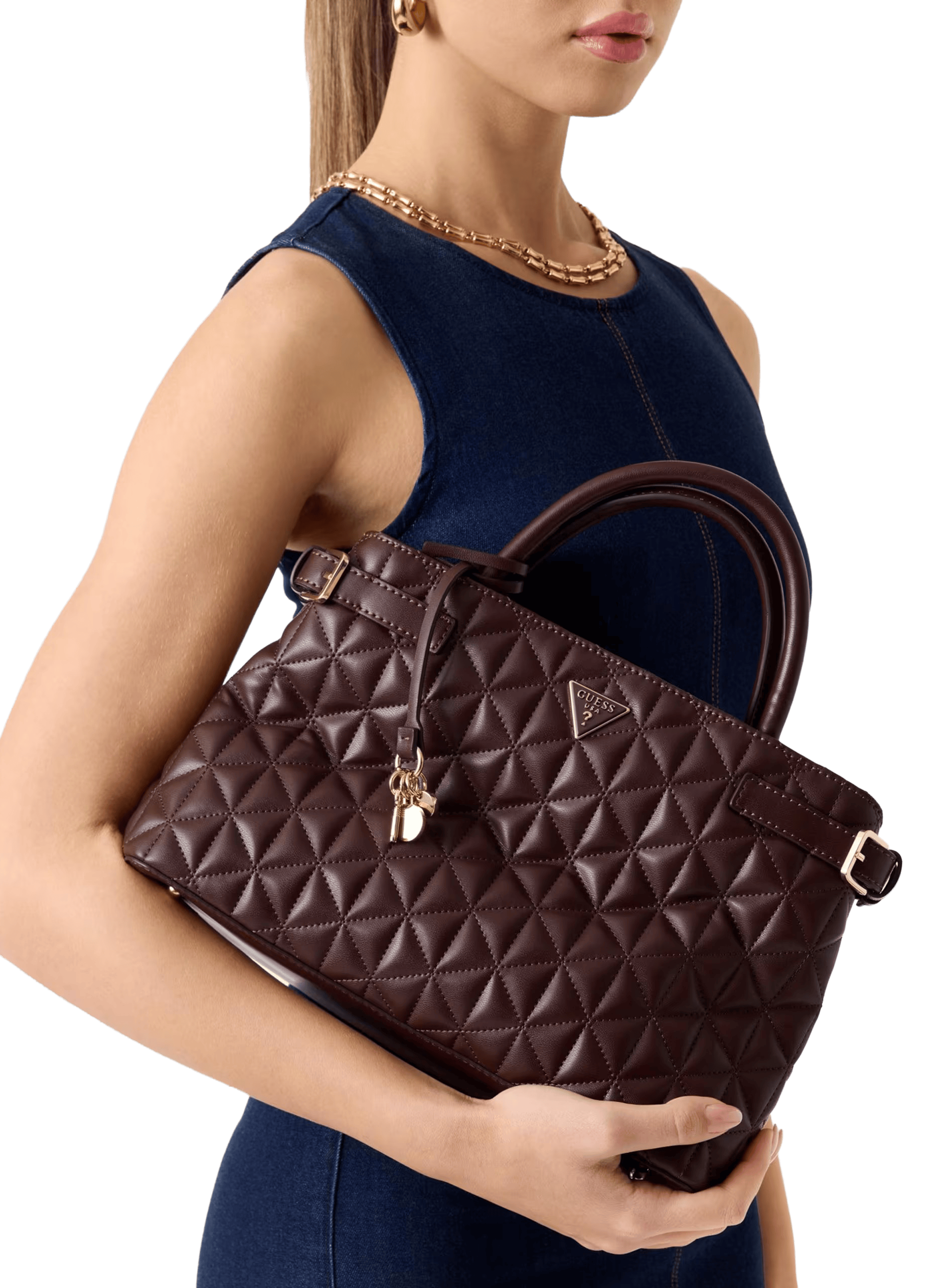 Sac à main matelassé GUESS Marron