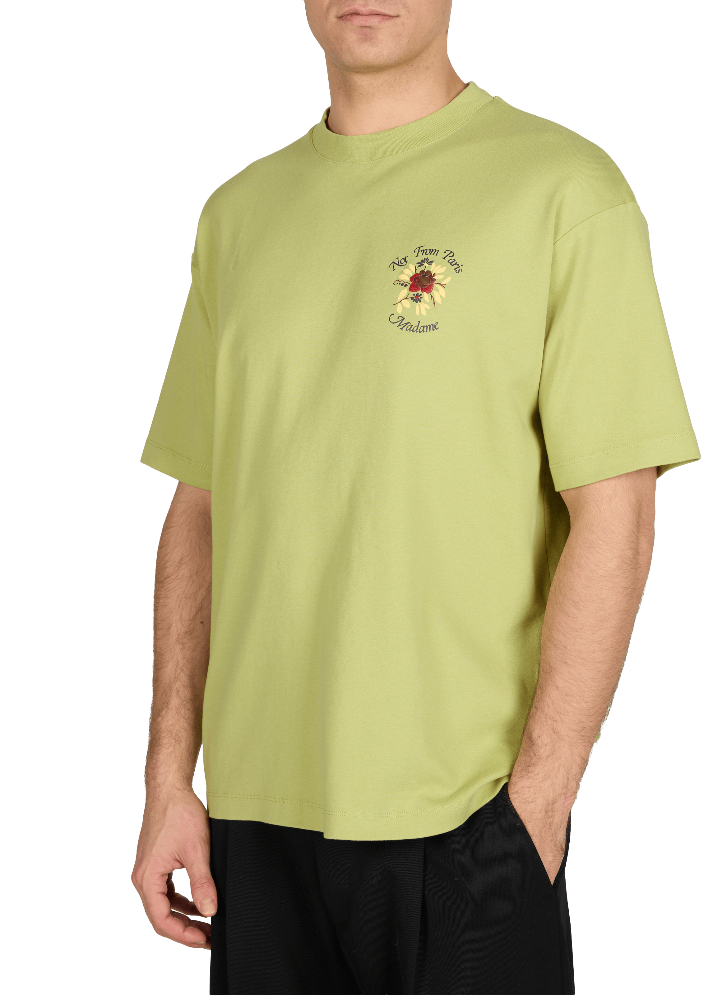 Round neck cotton T-shirt with screen print DROLE DE MONSIEUR Green