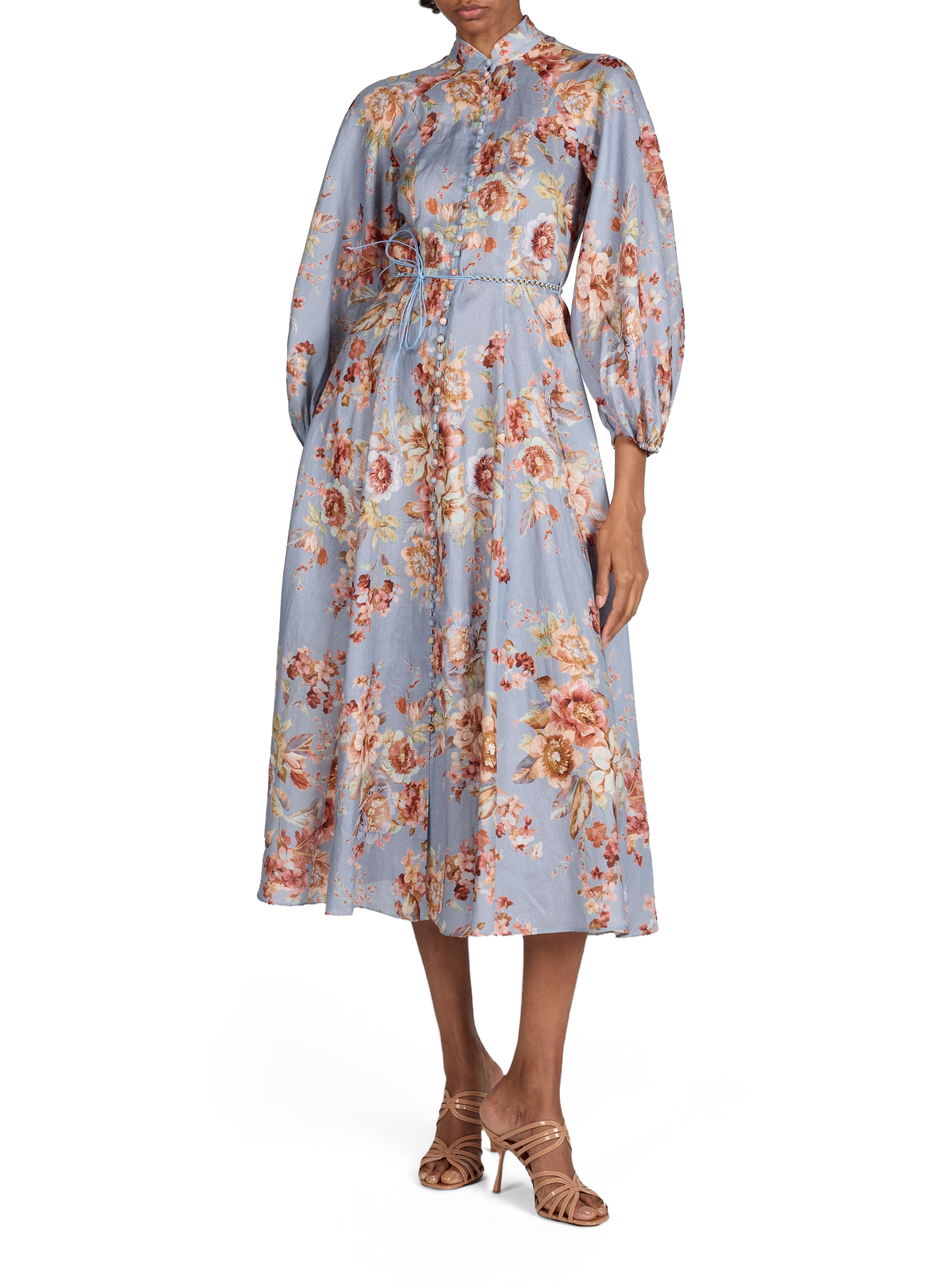 Robe évasée fleurie en lin ZIMMERMANN Multicolore