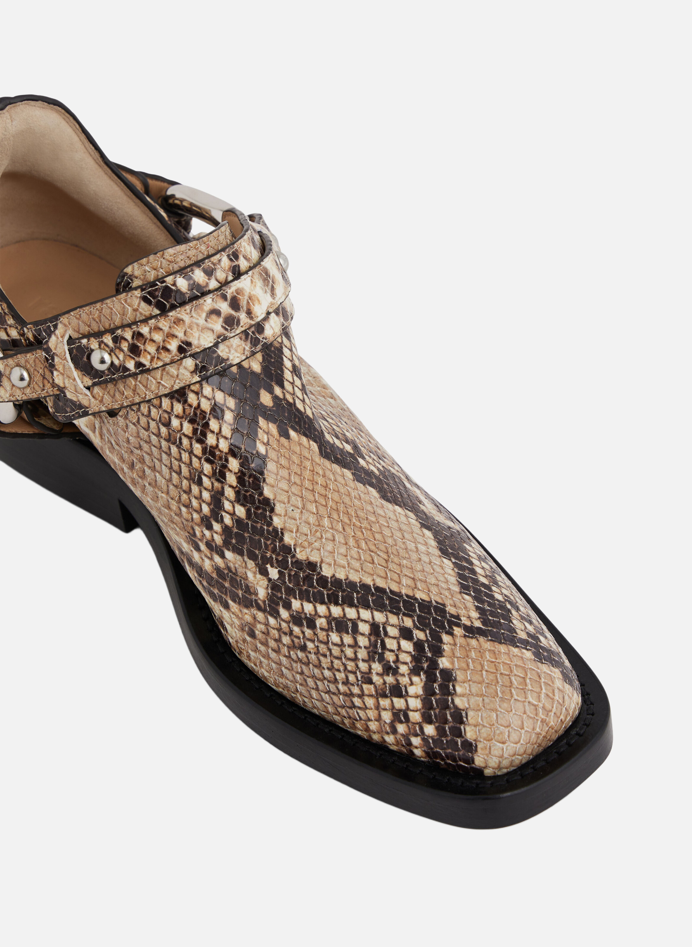 Bottines biker en cuir RABANNE Beige