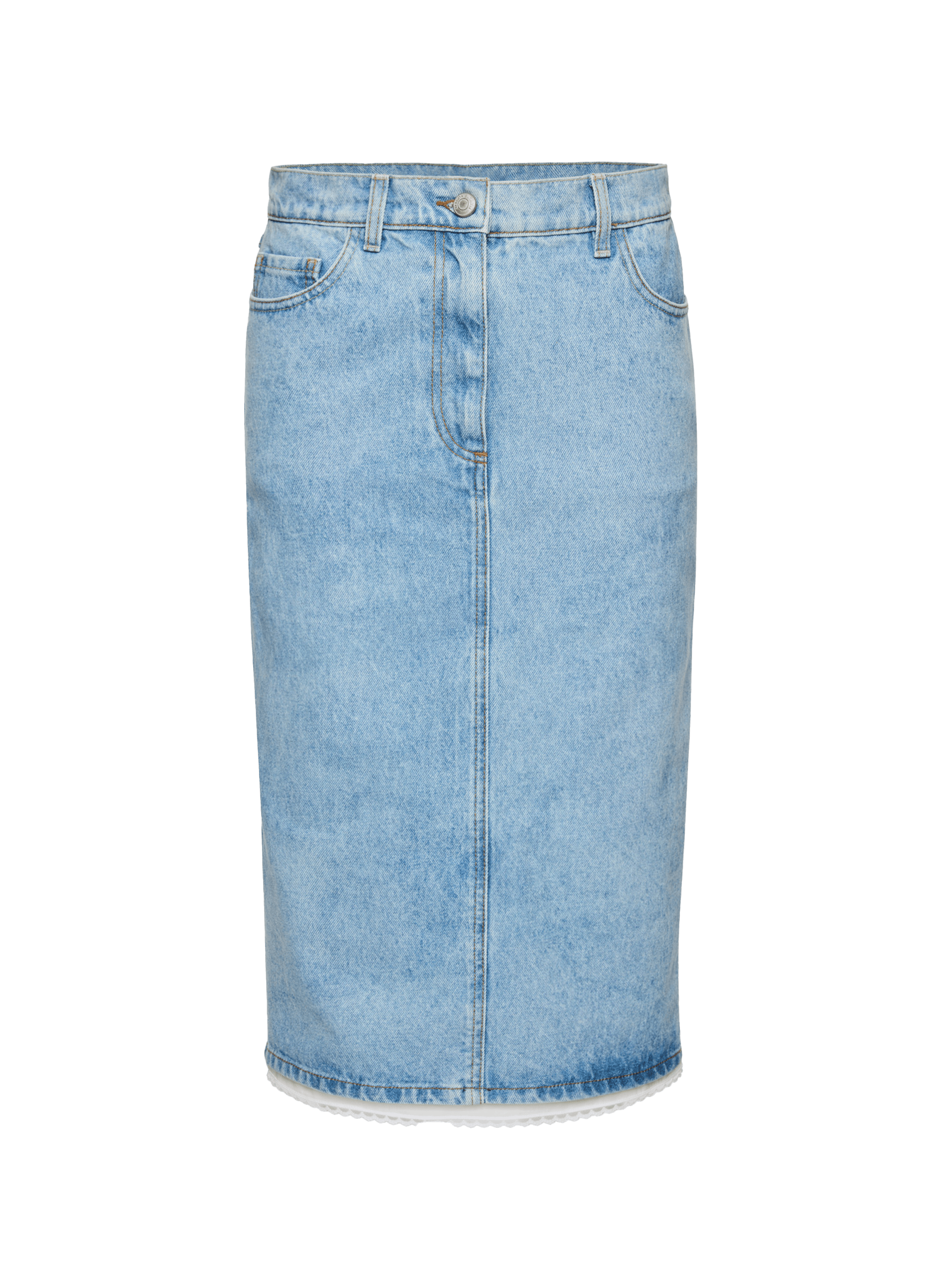 Jupe bord dentelle en denim de coton MAGDA BUTRYM Bleu