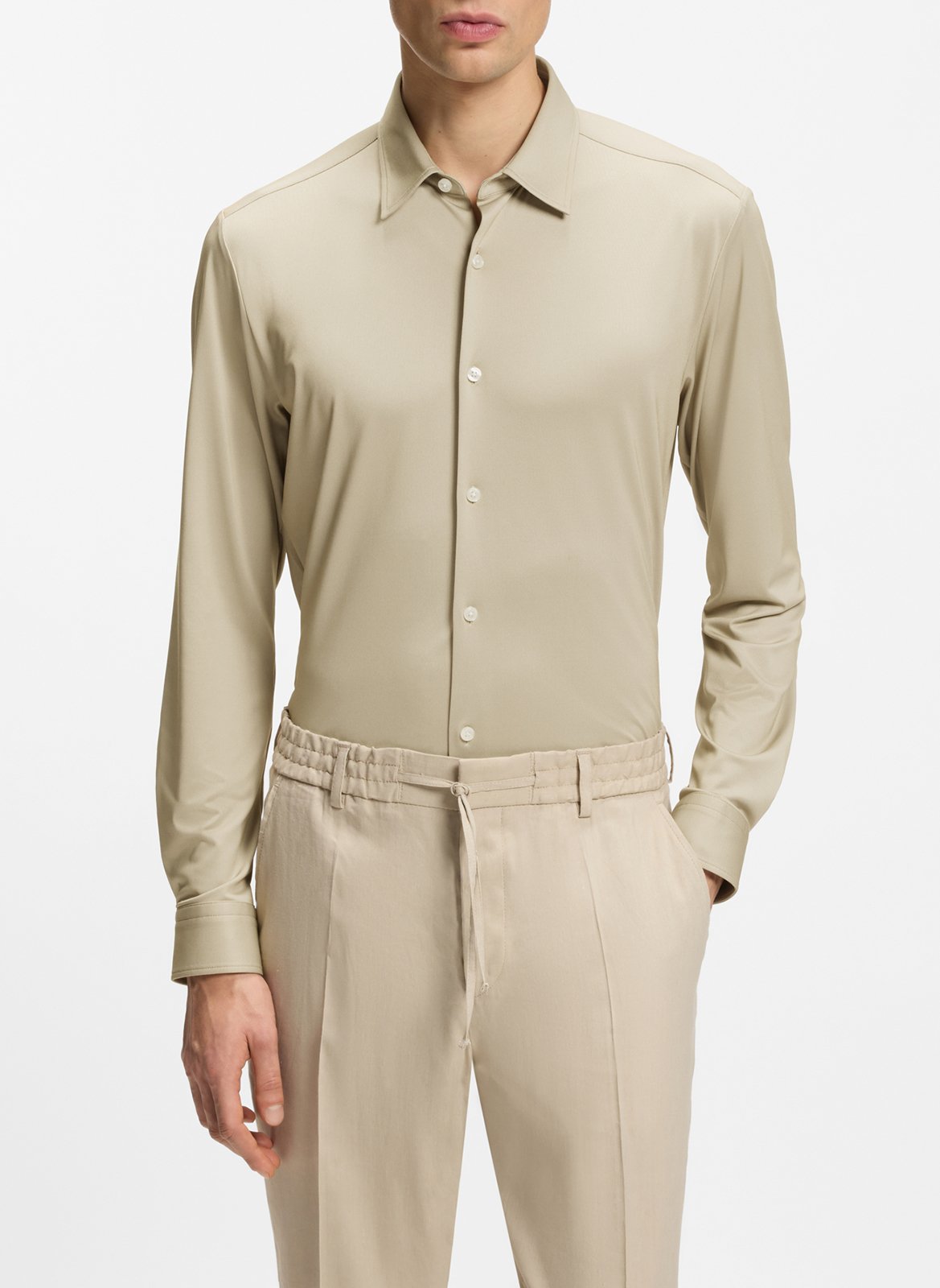 Chemise col classique BOSS Beige