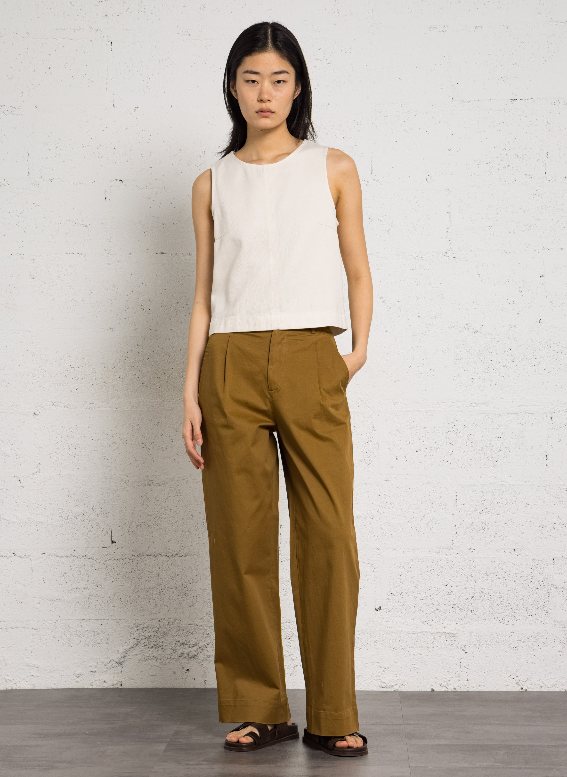 Top sans manches court col rond denver MAISON 123 Beige