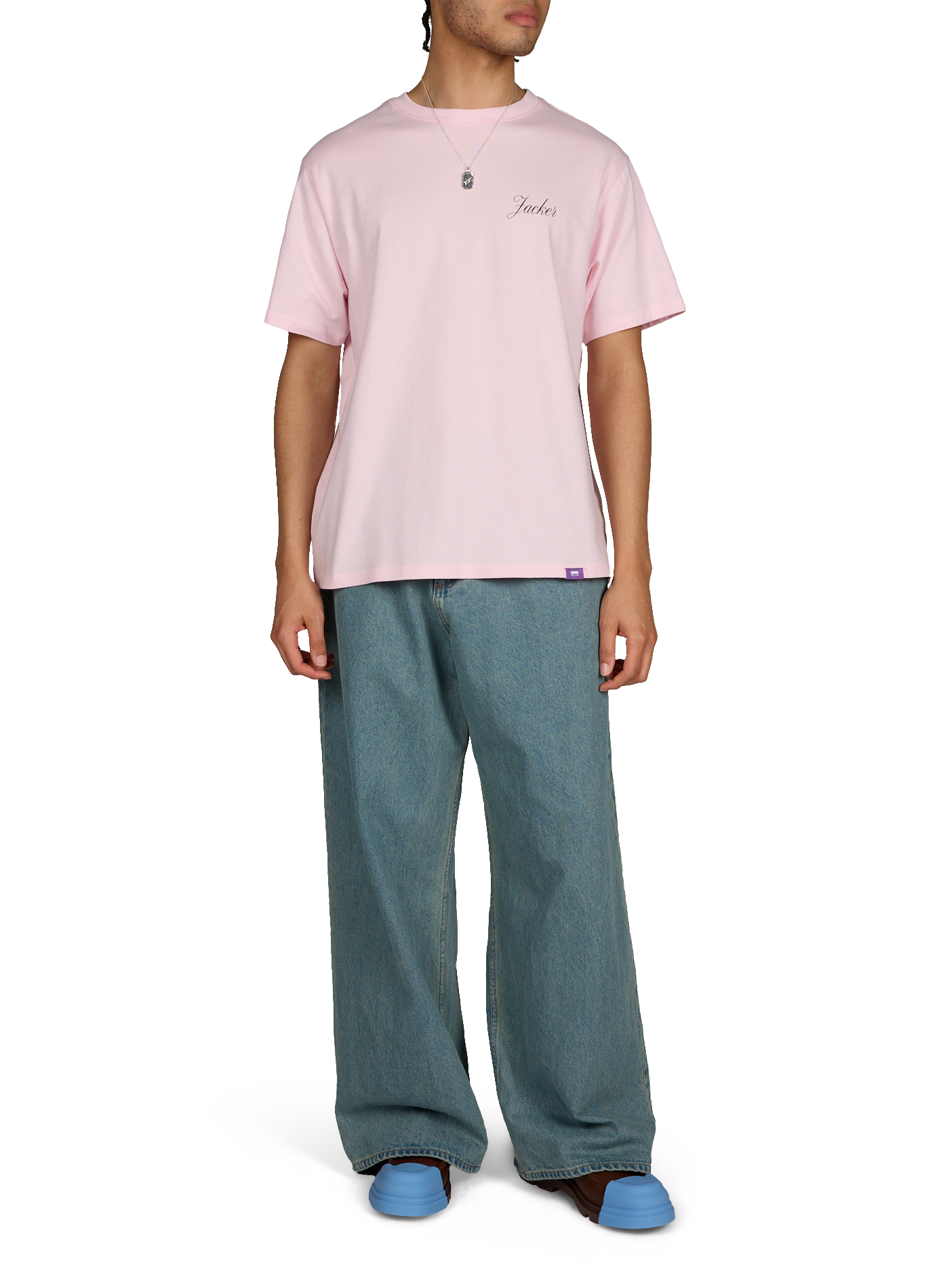 Maglietta stampata diritta in cotone JACKER. Rosa