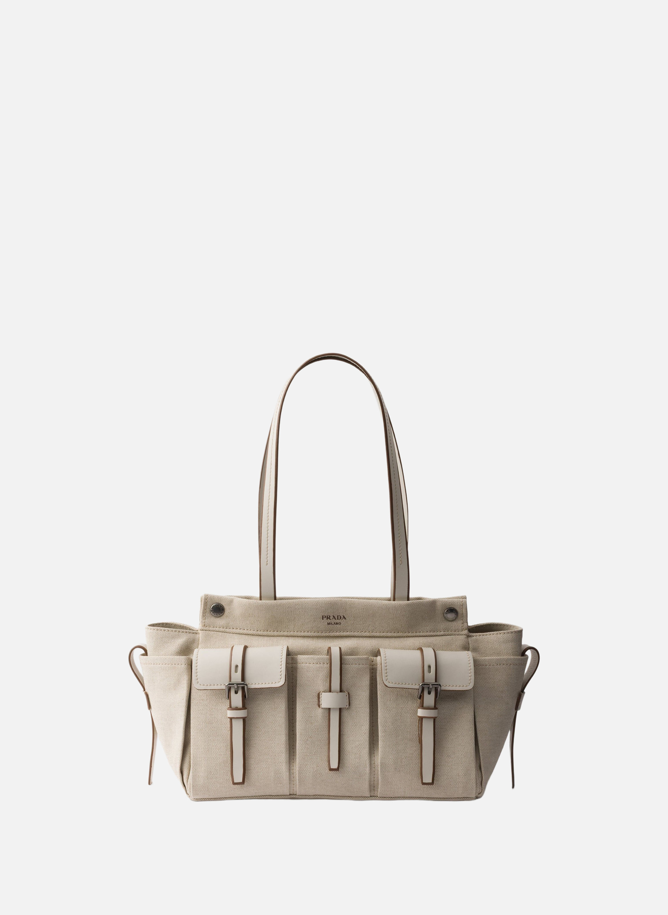 Cabas prada route en toile et cuir PRADA Beige