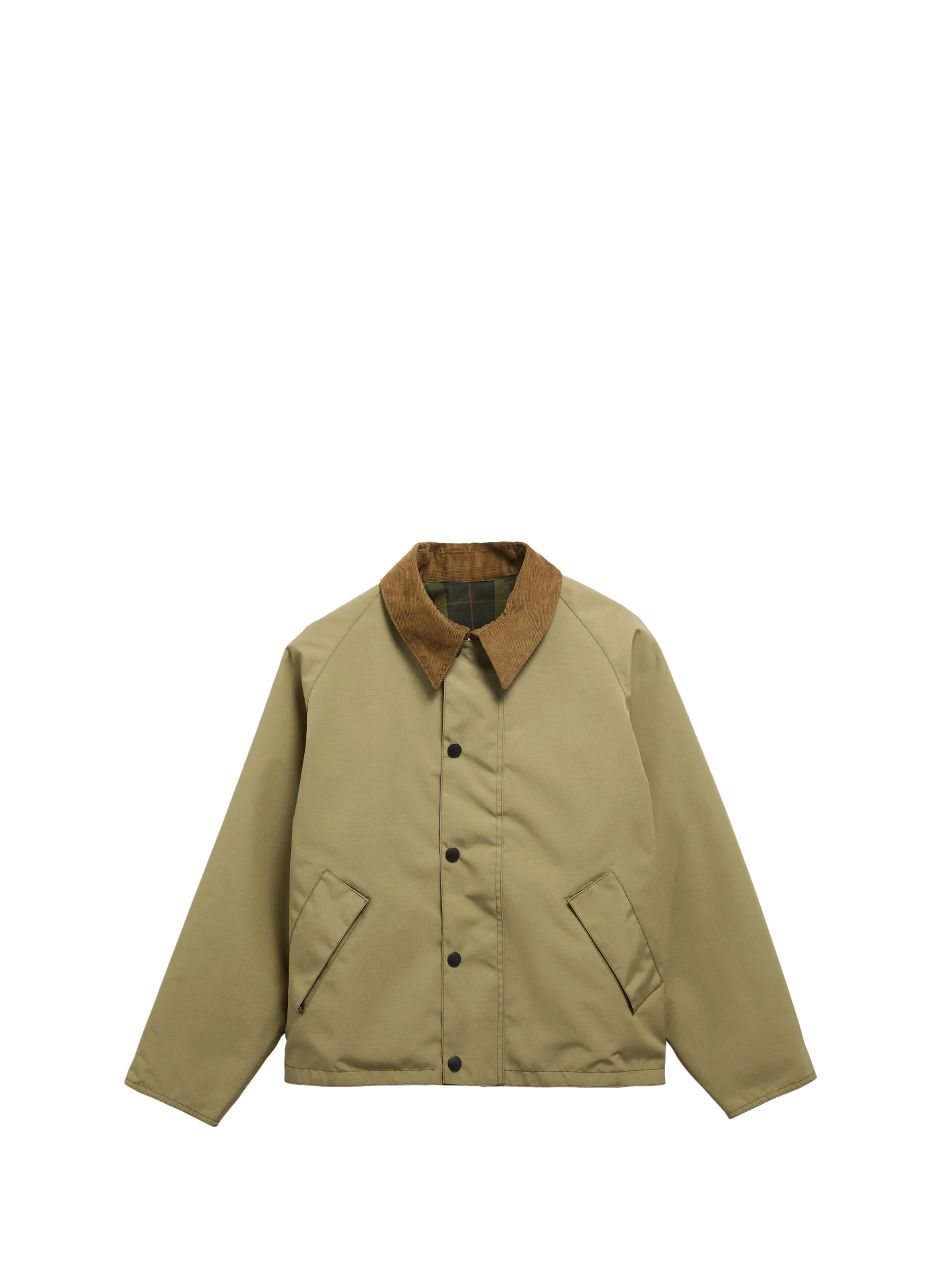 Veste boutonnée à col classique contrasté en velours côtelé BARBOUR Vert