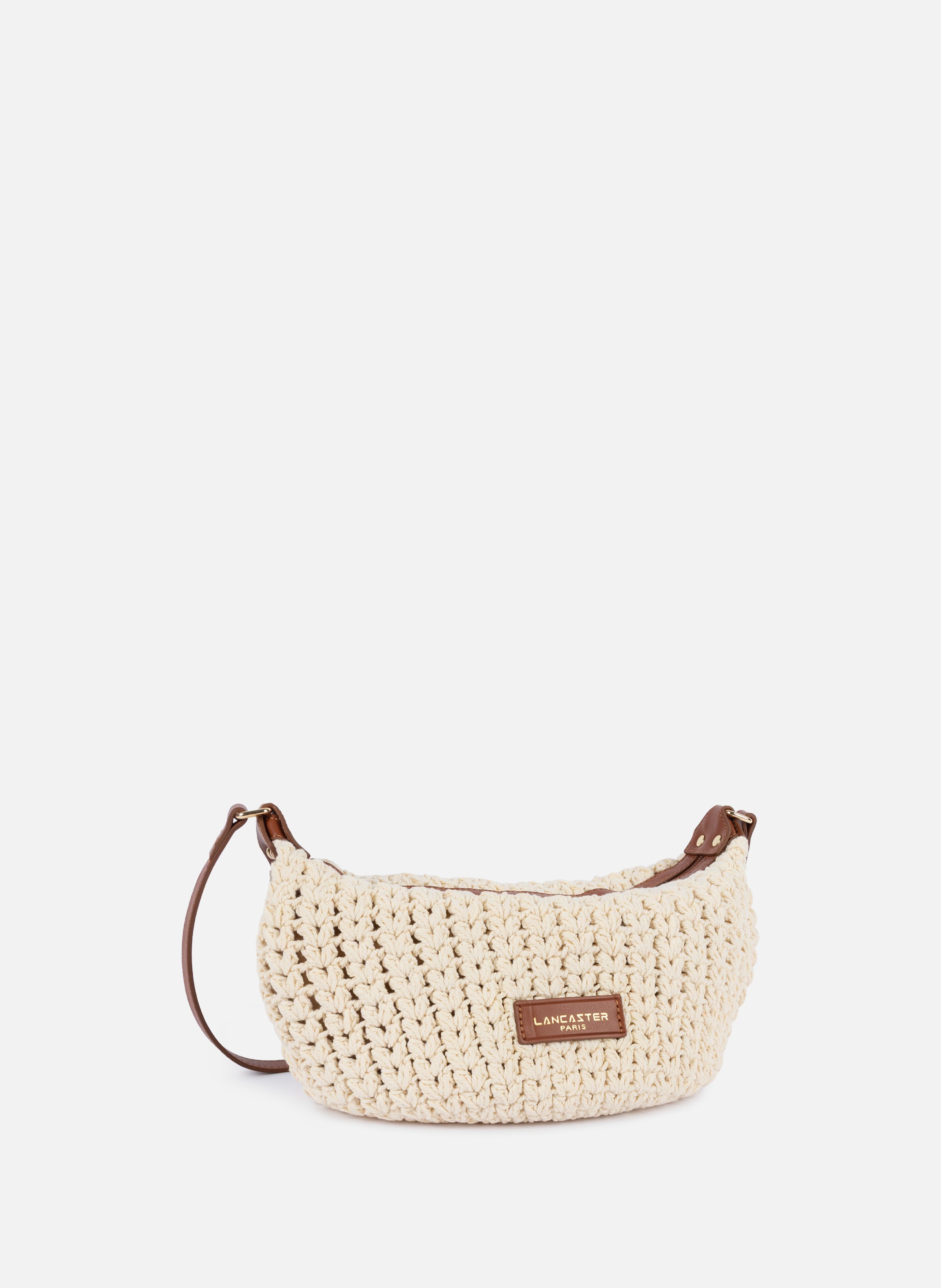 Petit sac besace - tressé coton LANCASTER Marron