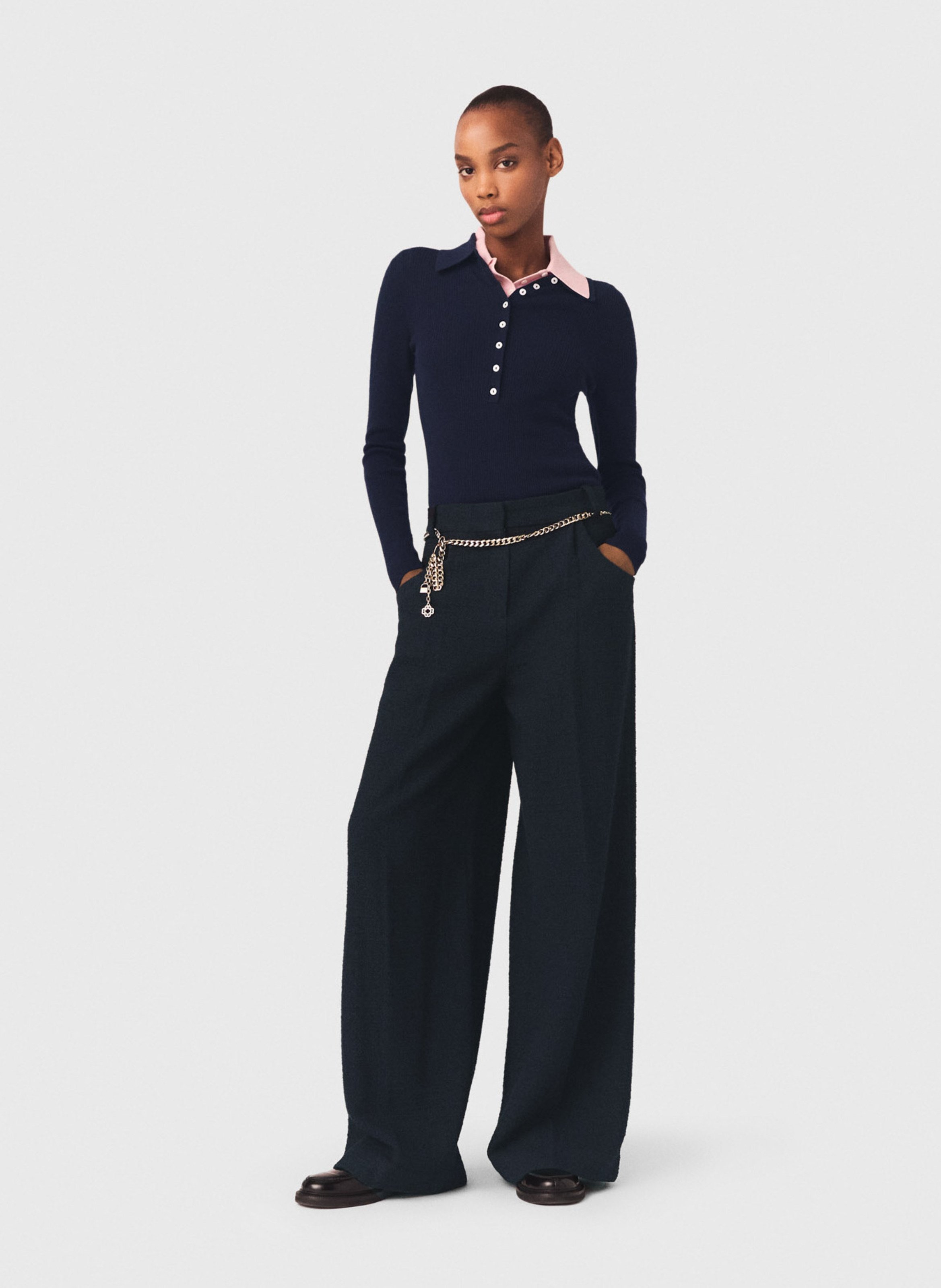 Pantalon large MAJE Bleu