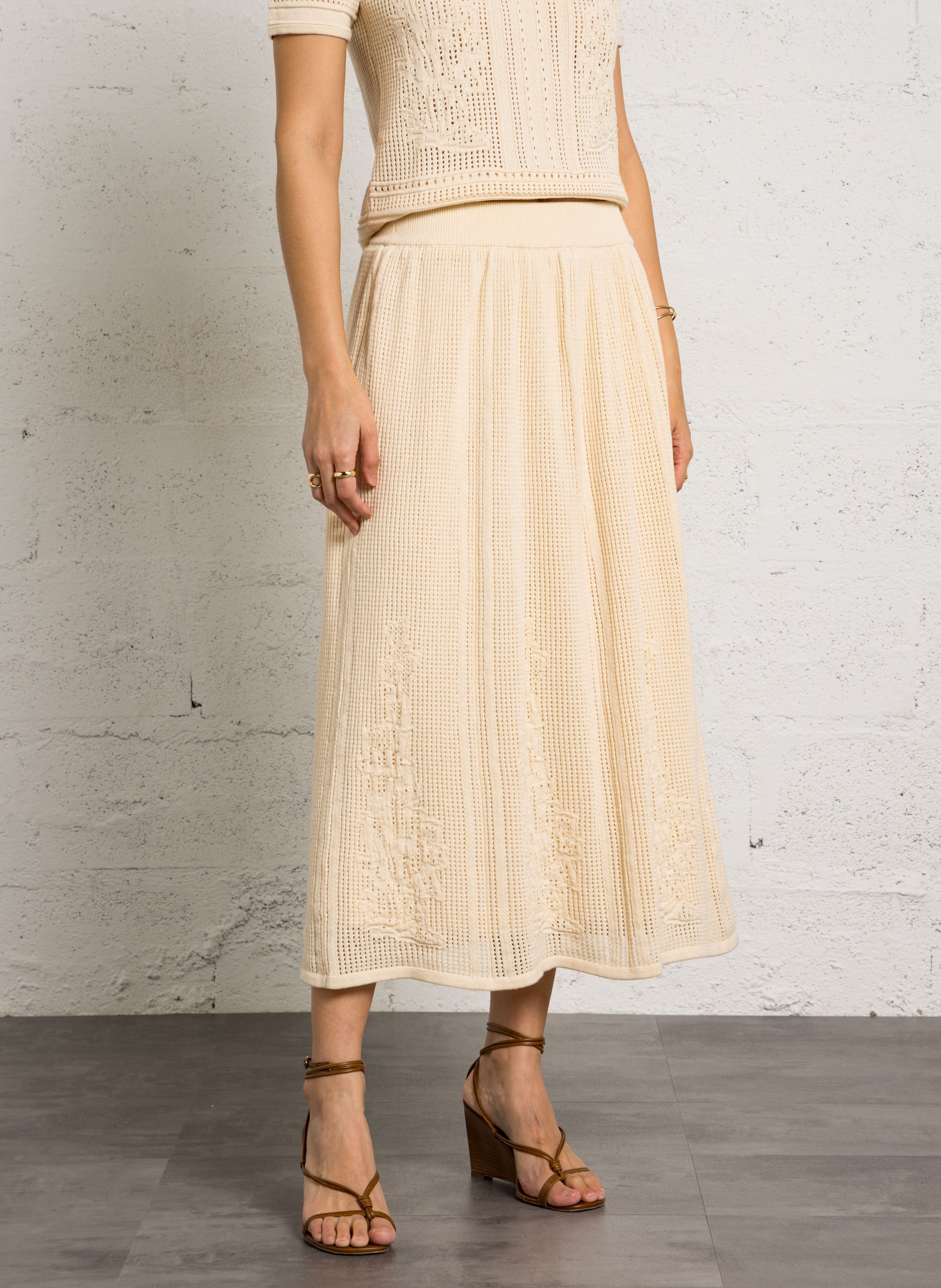 Jupe midi en coton oslo MAISON 123 Beige