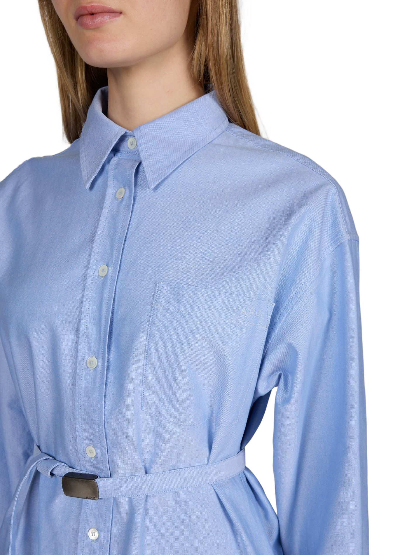Short belted shirt dress in cotton A.P.C. Blue