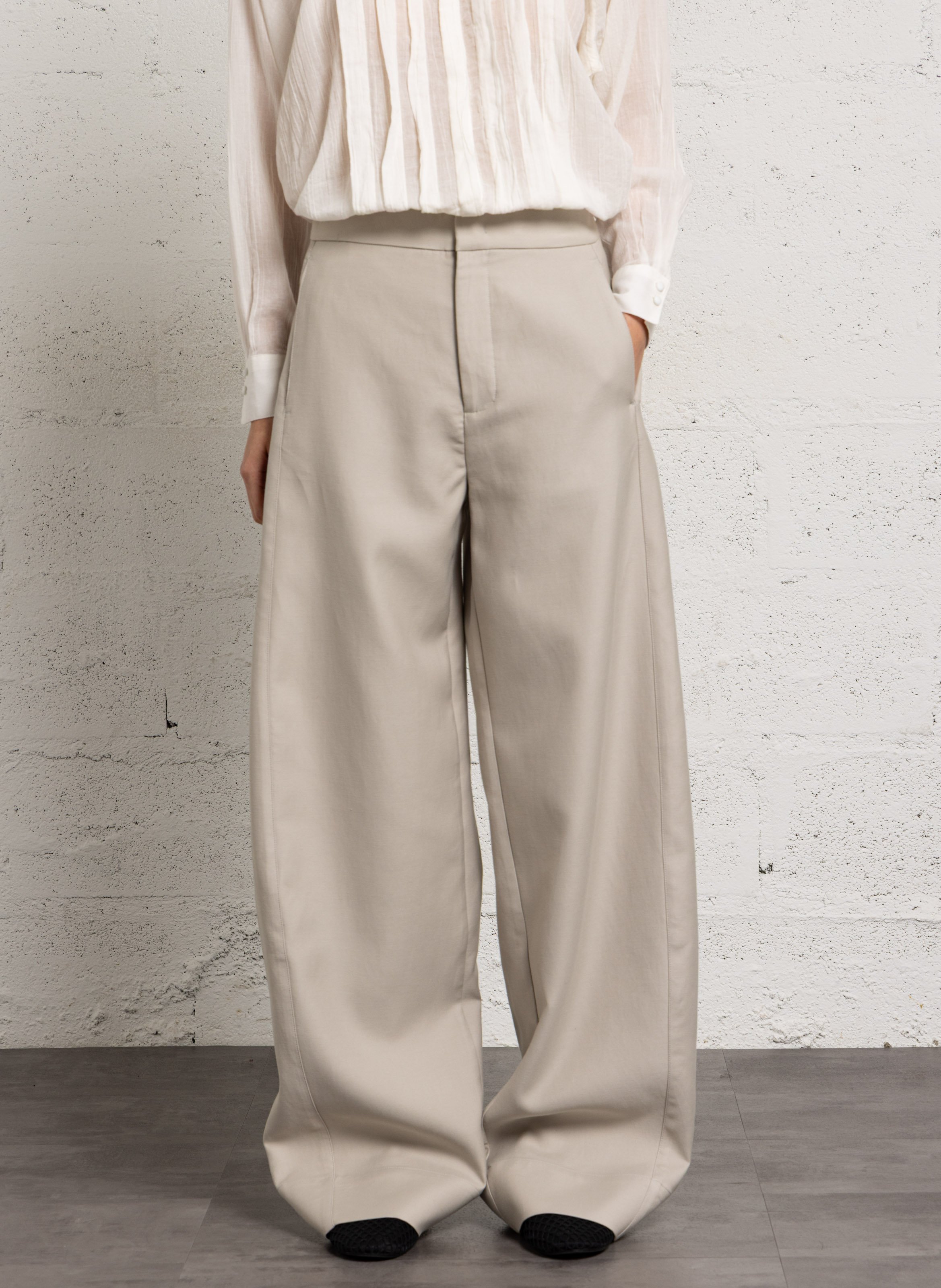 Pantalon taille haute large uni horatio SOEUR Gris