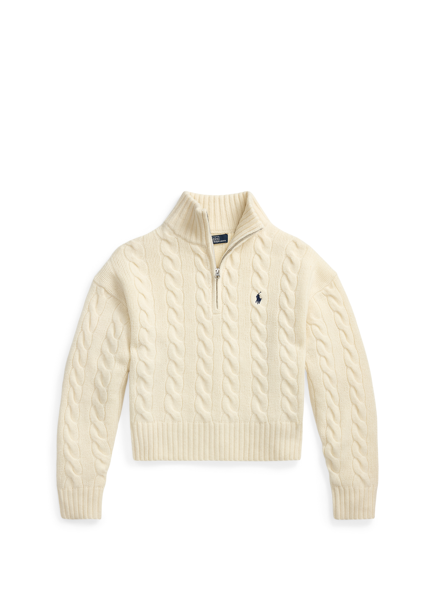 Pullover mit Reißverschlusskragen aus Wolle und Kaschmir POLO RALPH LAUREN Beige