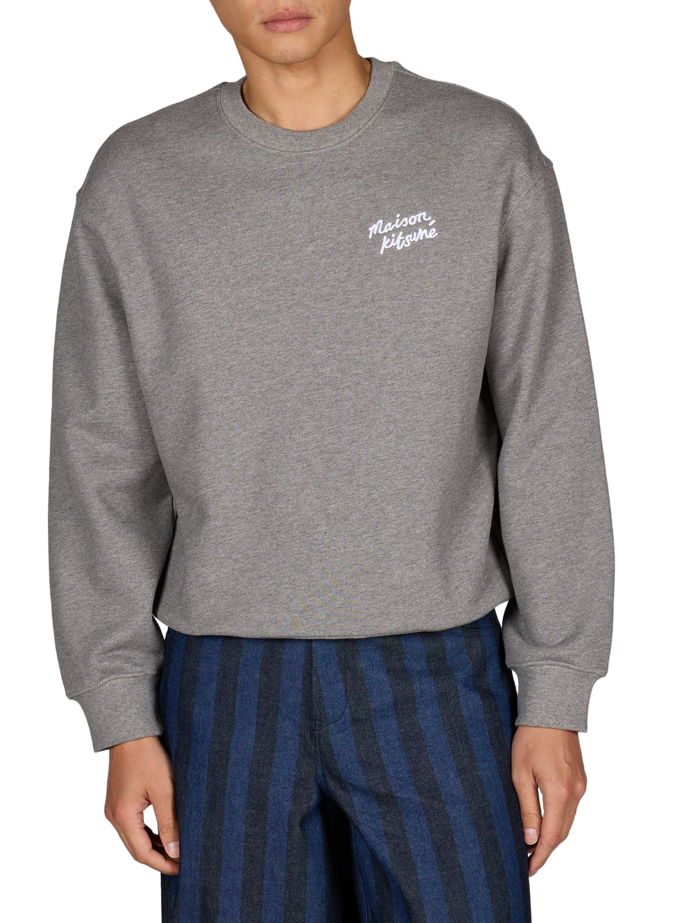 Sweatshirt with embroidered logo in mixed cotton MAISON KITSUNÉ Grey