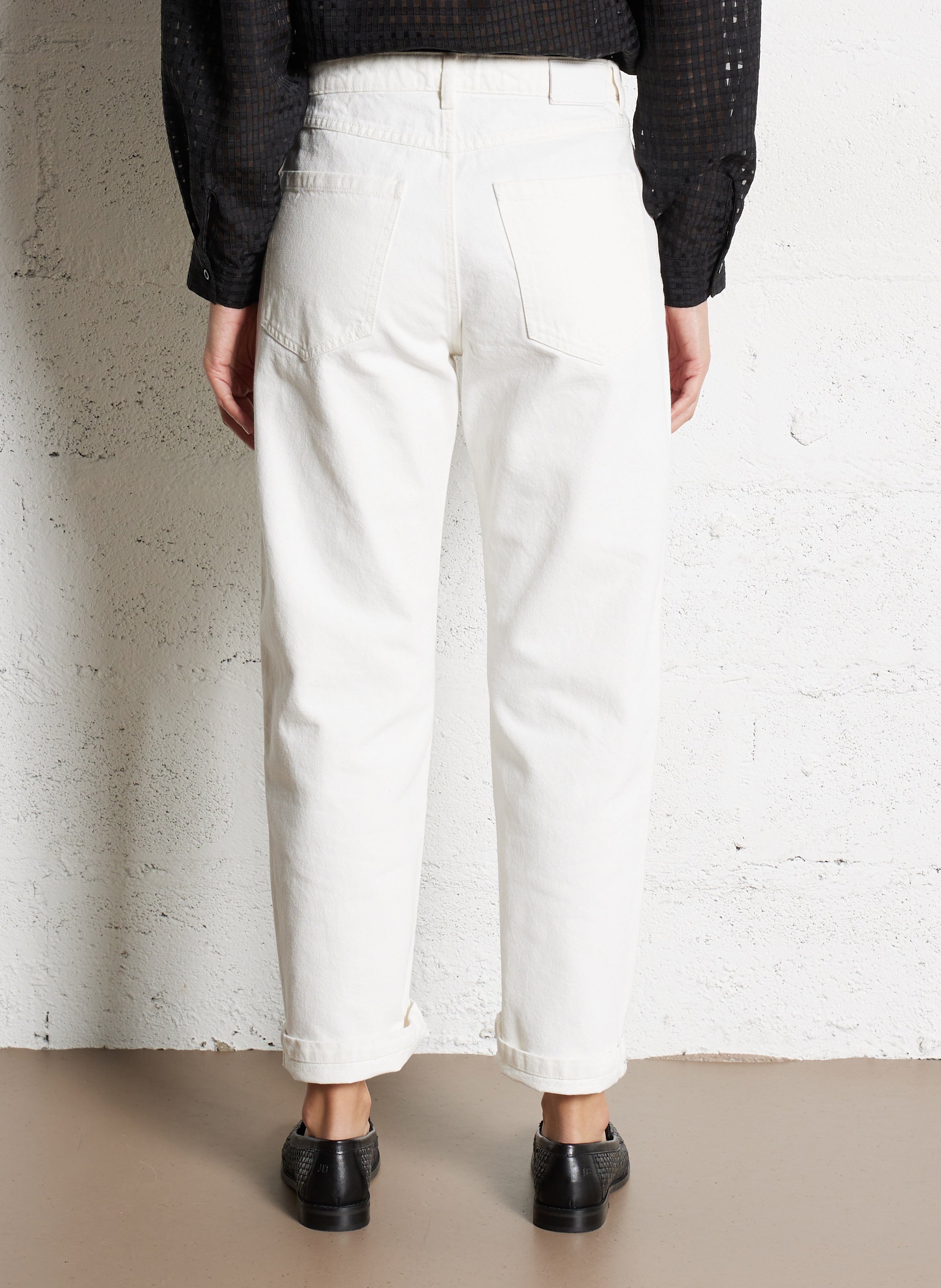 Jean droit taille haute en coton anders IKKS Blanc