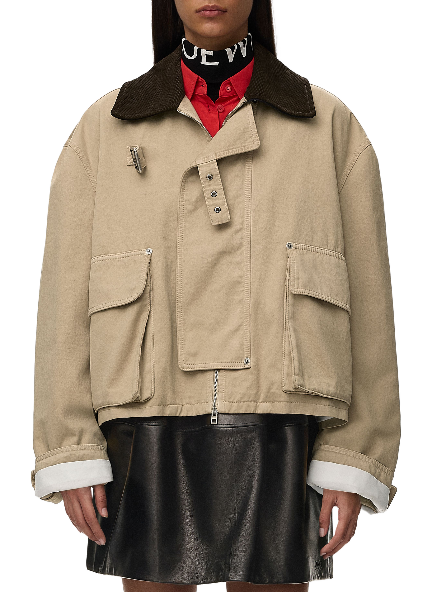 Veste col à col contrasté en coton LOEWE Beige