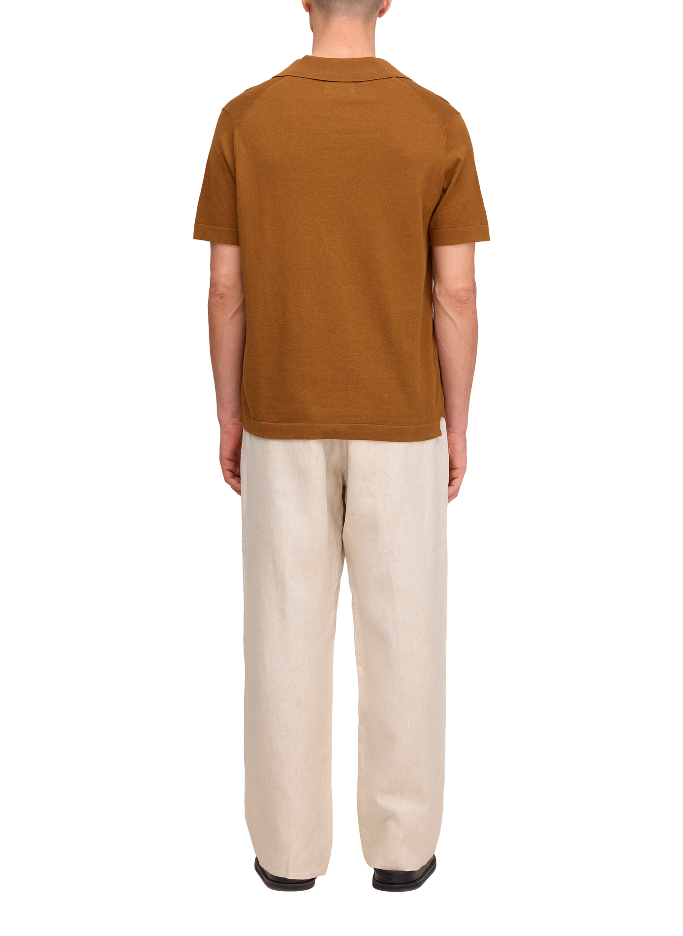 Cotton and linen polo shirt NN.07 Brown