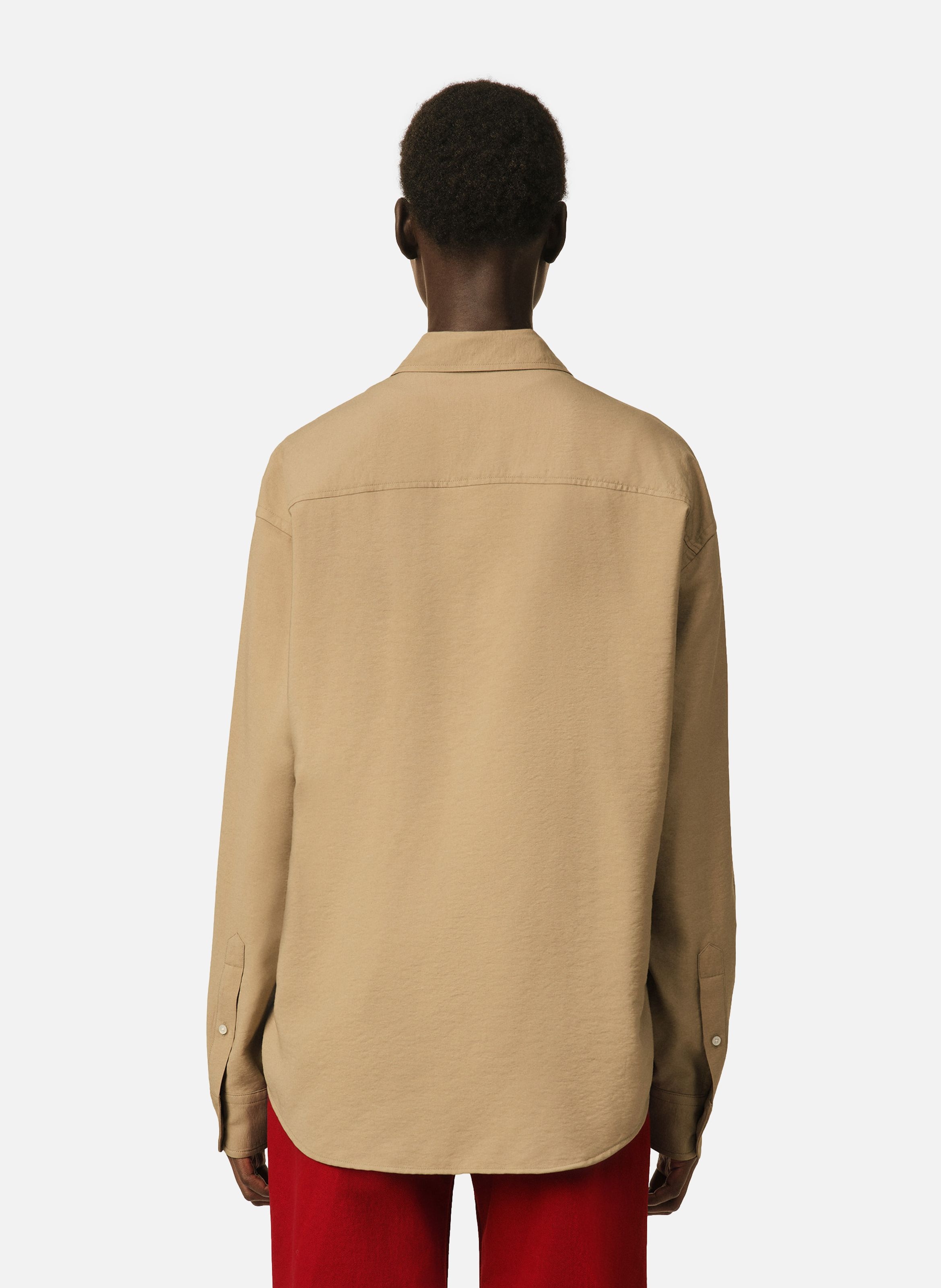 Chemise boxy unisexe en twill de viscose AMI PARIS Beige
