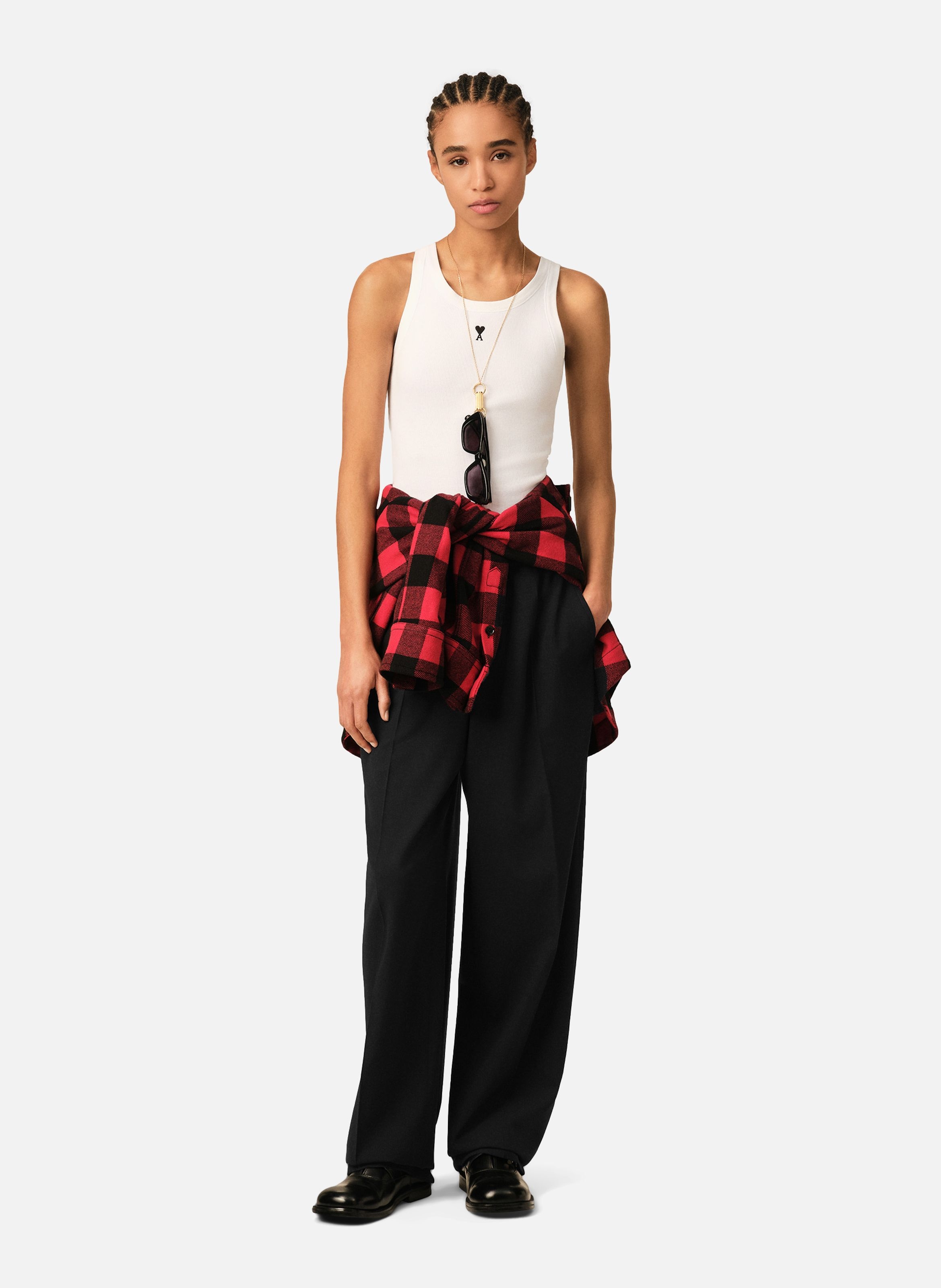 Pantalon unisexe en laine taille élastiquée AMI PARIS Noir