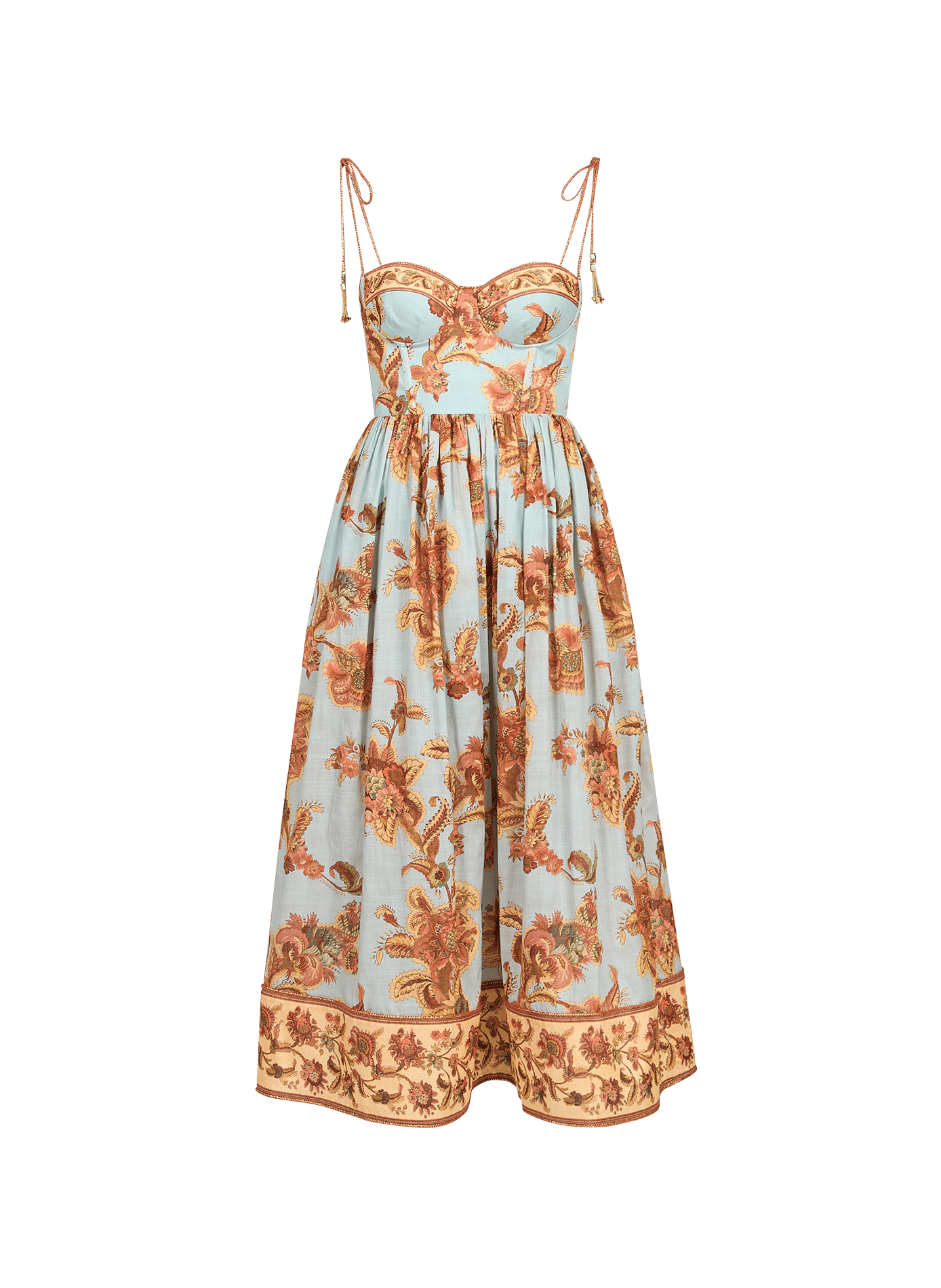 Floral Print Corset Cotton Dress ZIMMERMANN Orange