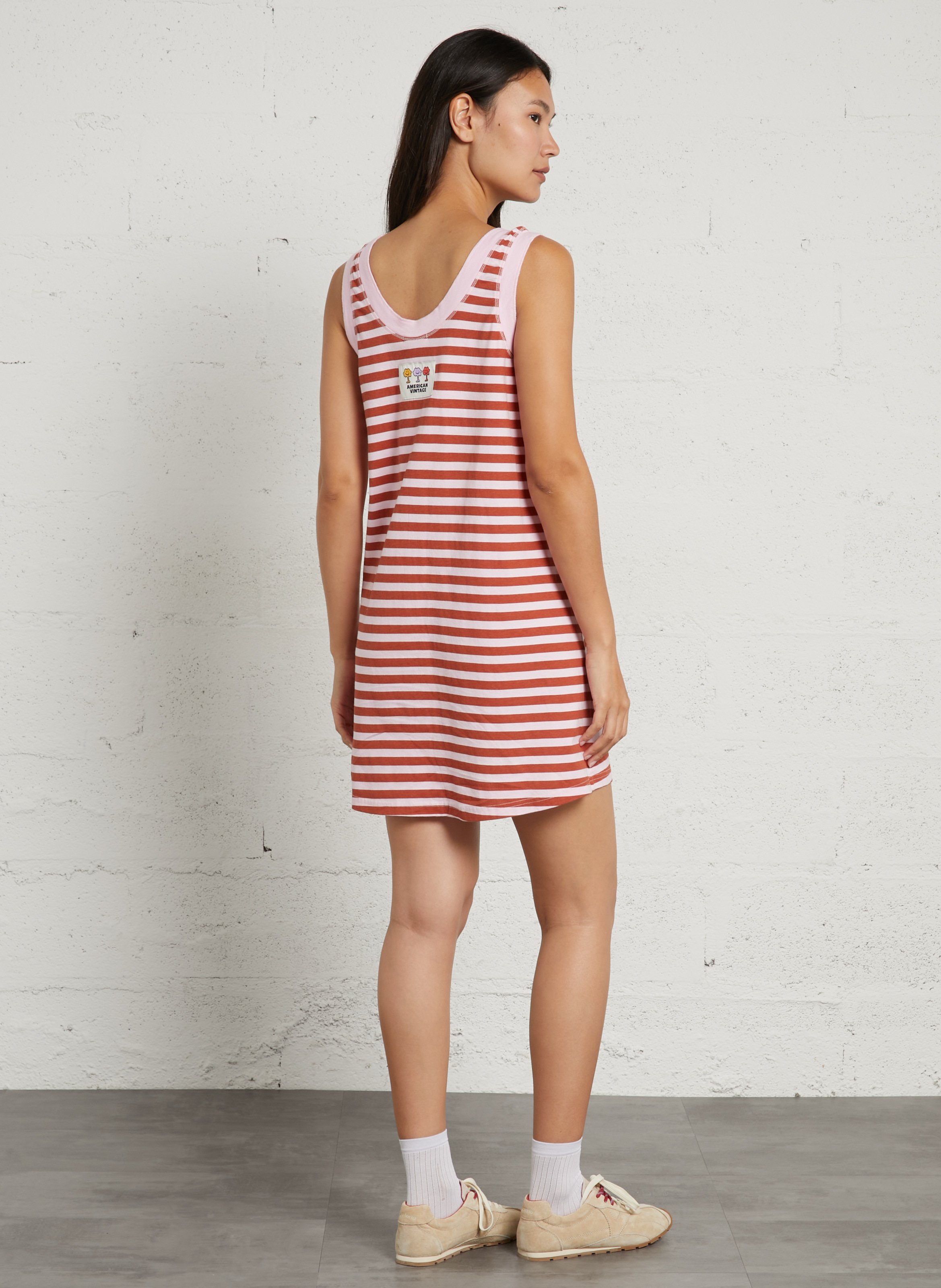 Débardeur droit rayé en coton gixy AMERICAN VINTAGE Rouge