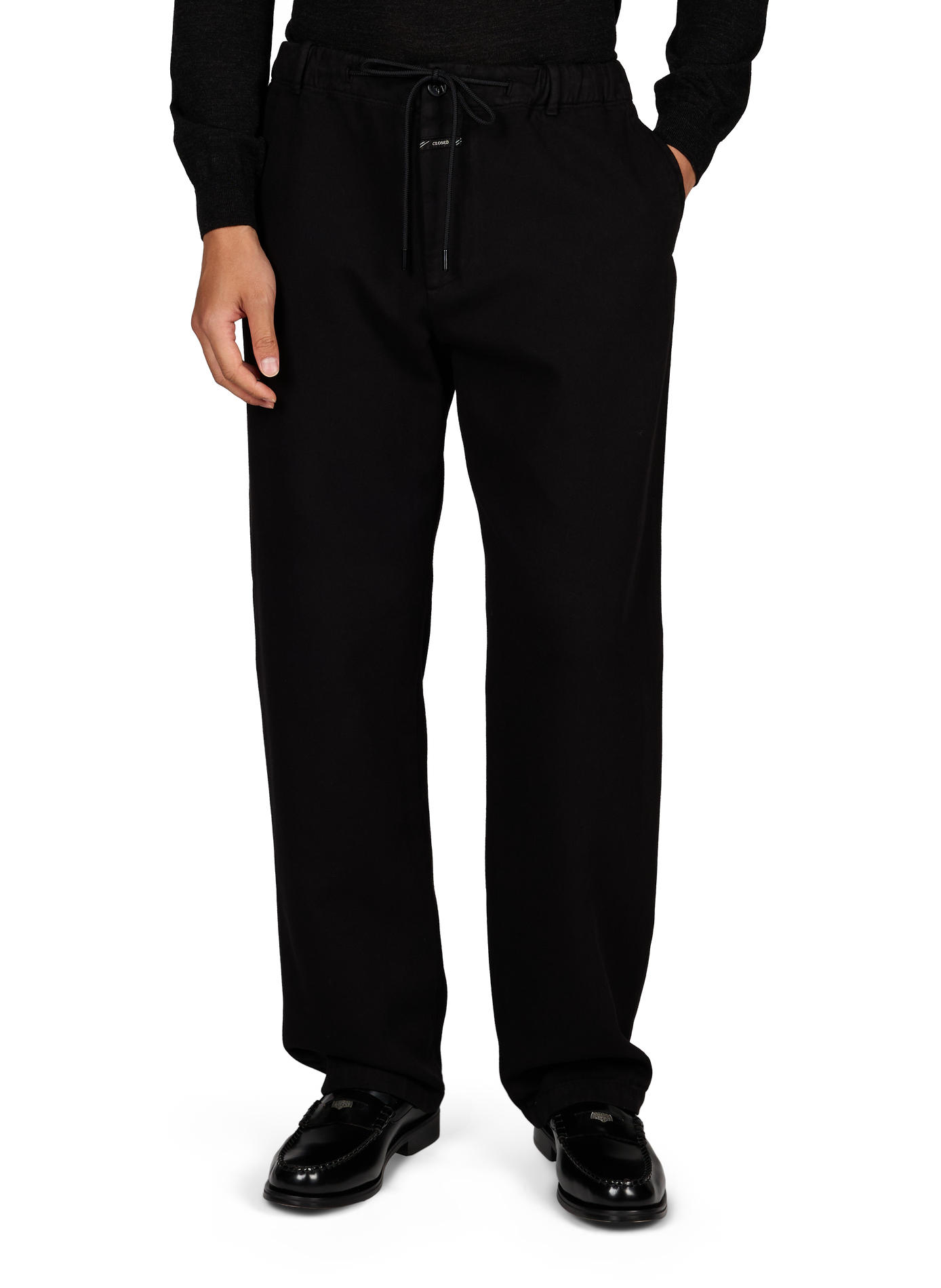 Wide-leg cotton-blend trousers CLOSED Black