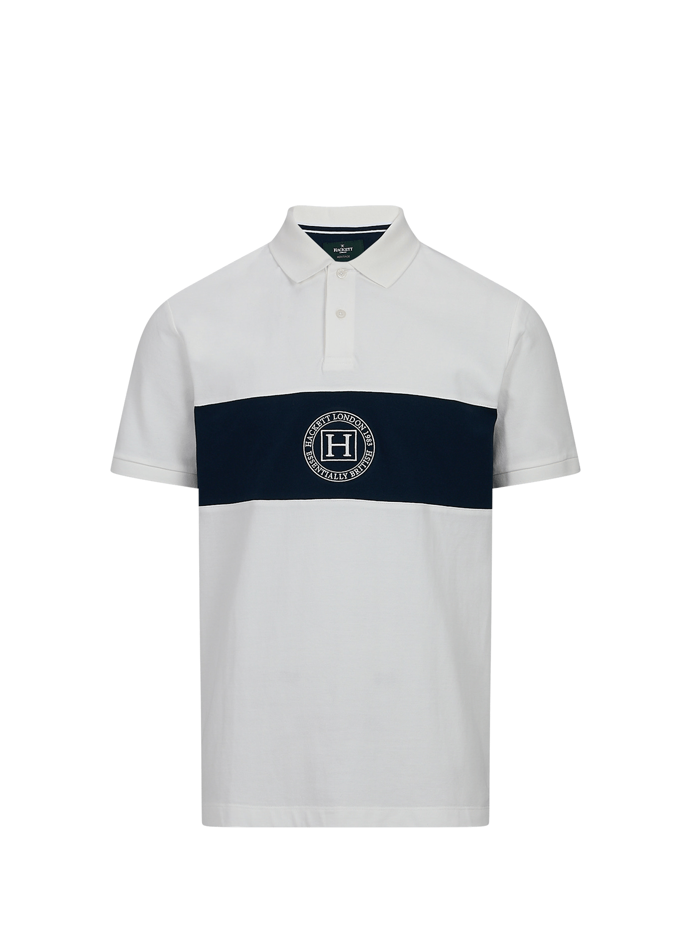 Polo droit à logo en coton HACKETT Blanc