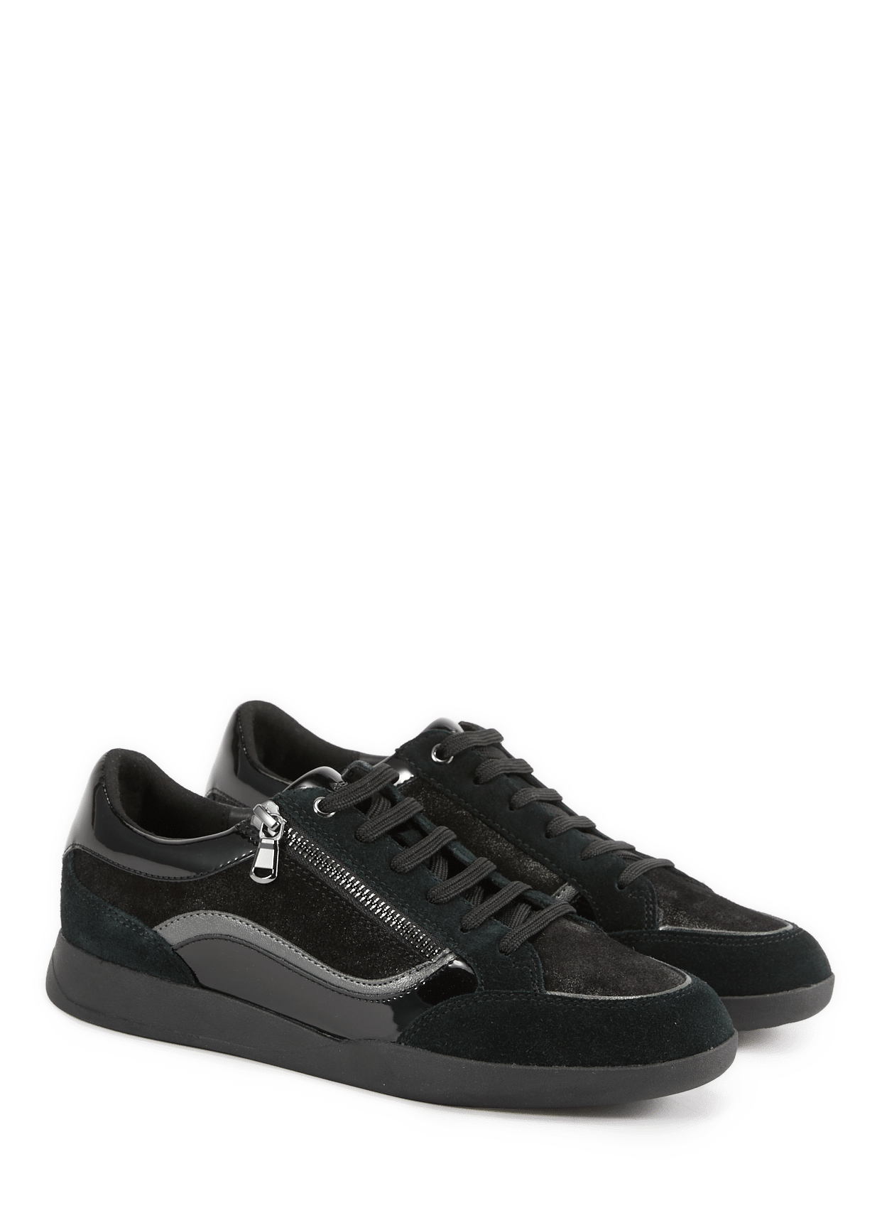 Mixed leather low-top sneakers GEOX Black