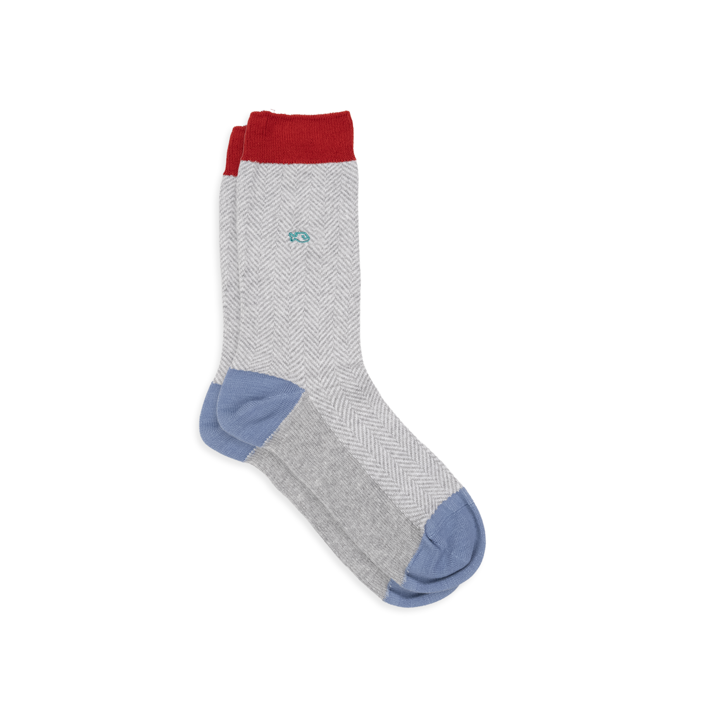 Chaussettes en coton peigné chevrons  Gris clair