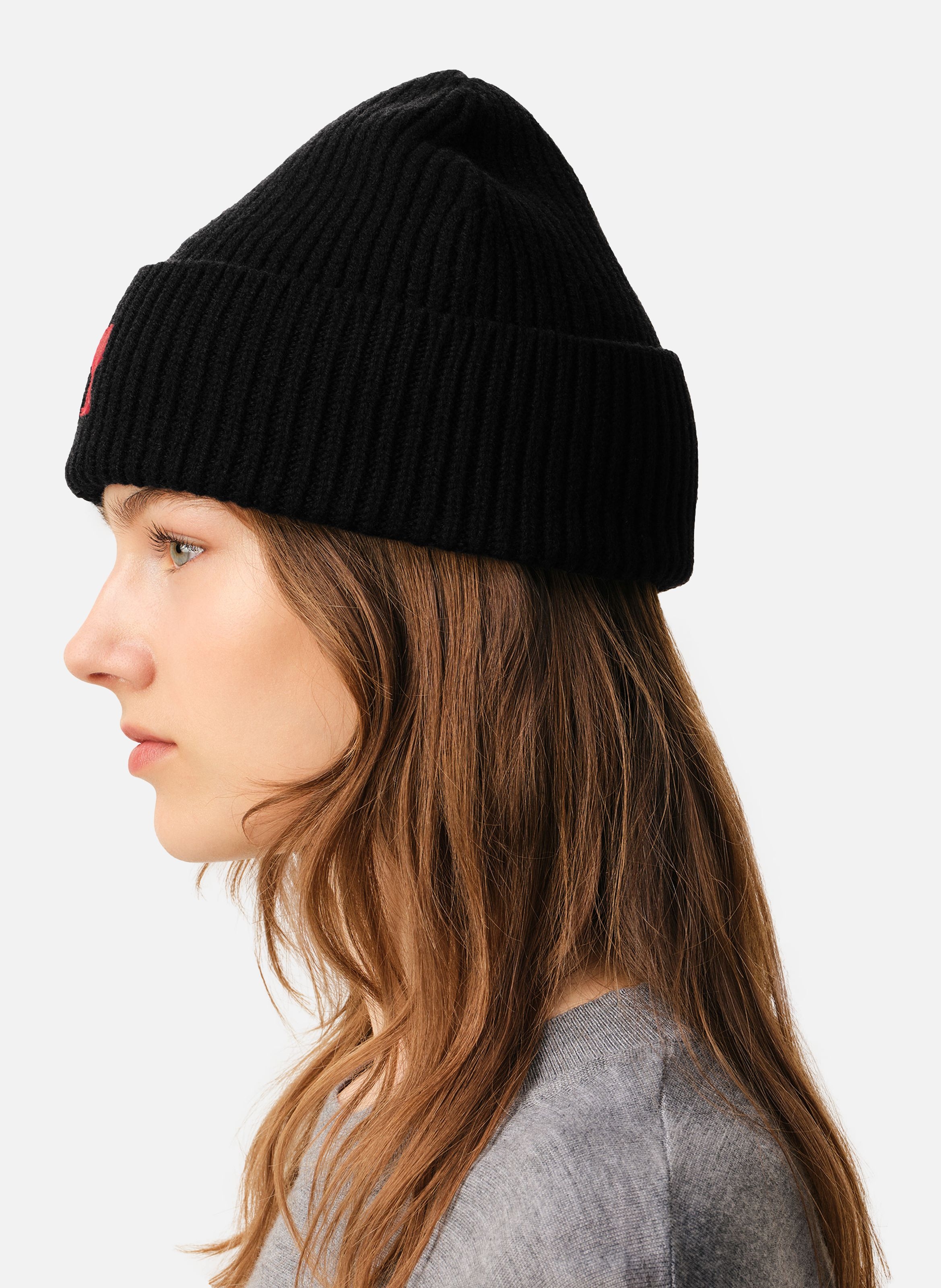 Bonnet ami de coeur rouge unisexe AMI PARIS Noir