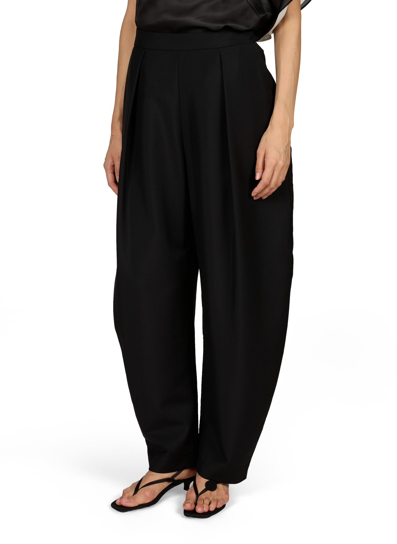 Pantalon barell en laine mélangée ROHE FRAMES Noir