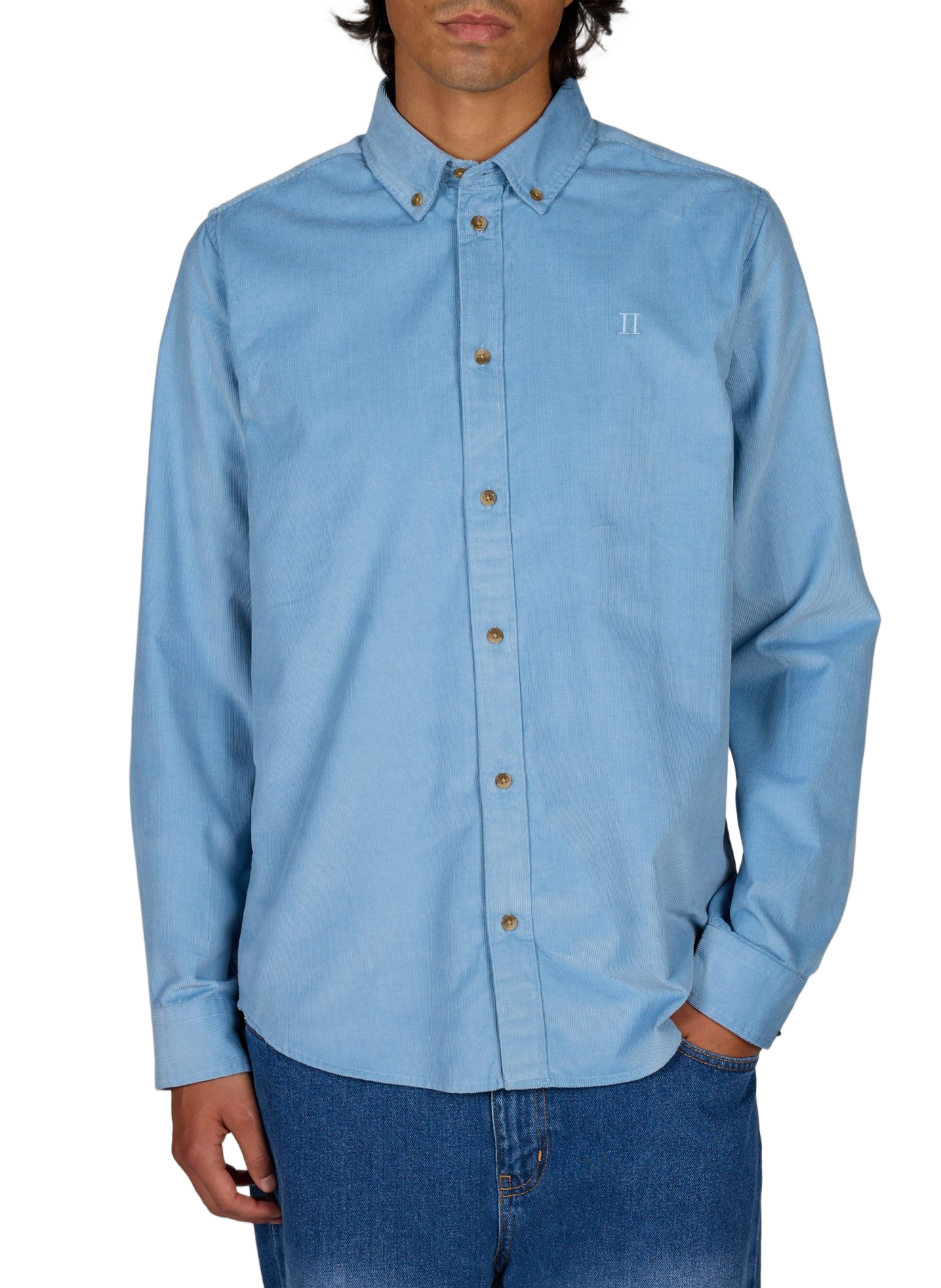 Solid button-down shirt LES DEUX Blue