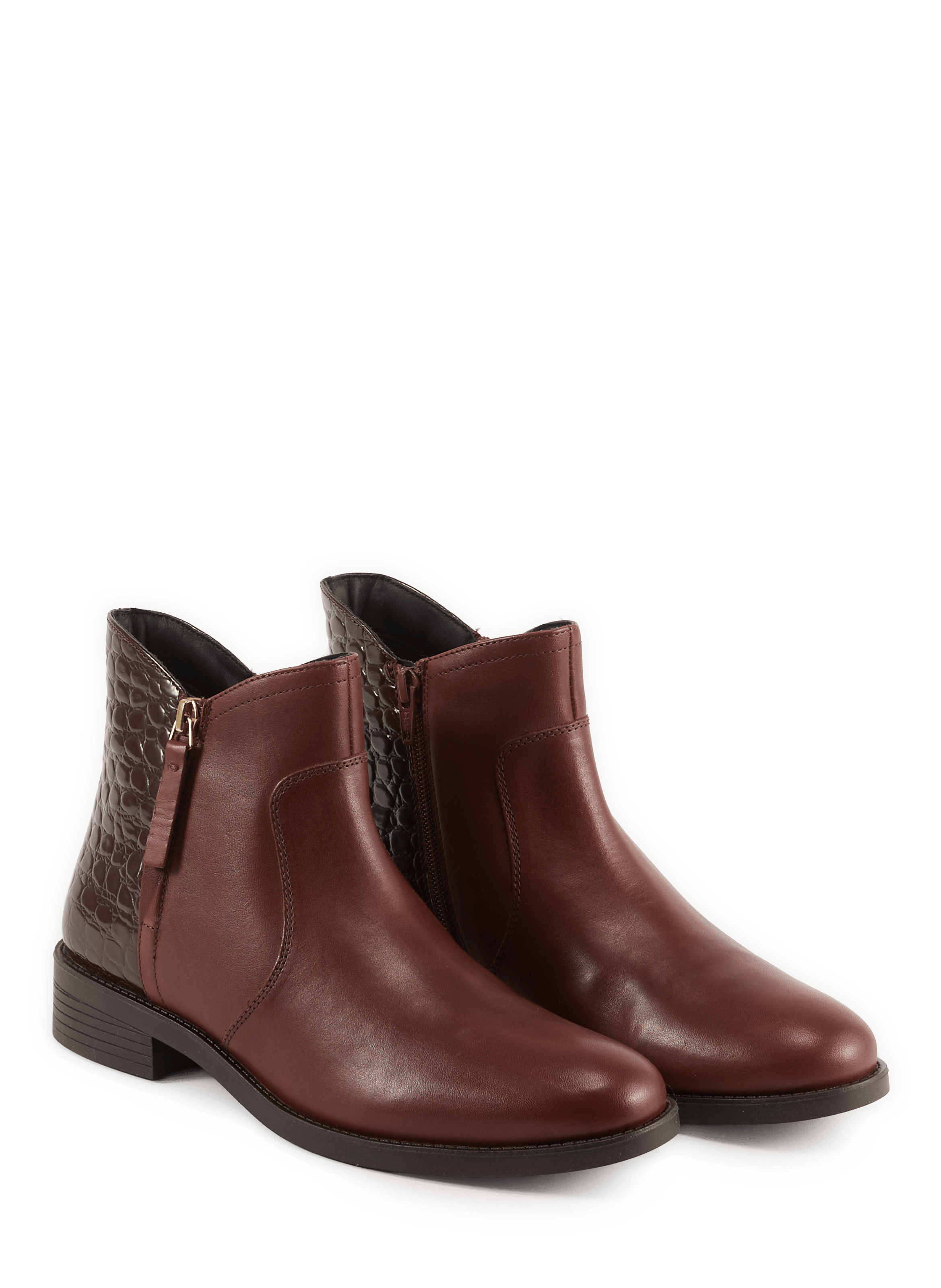 Esmeena crocodile-effect leather zip-up ankle boots GEOX Brown