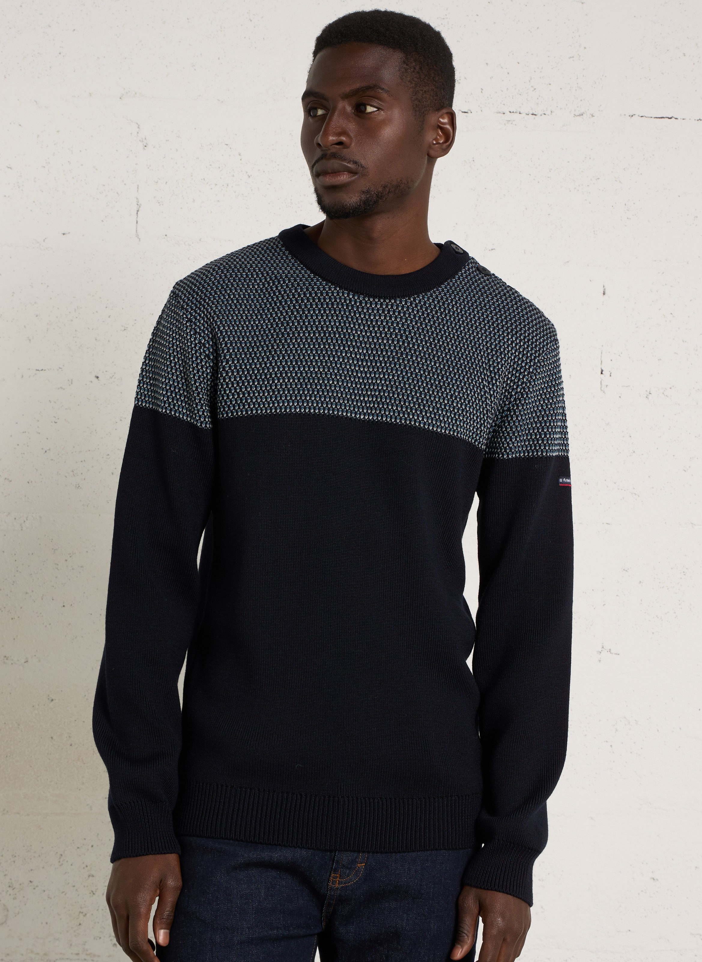 Pull droit col rond en laine mélangée ARMOR-LUX Bleu