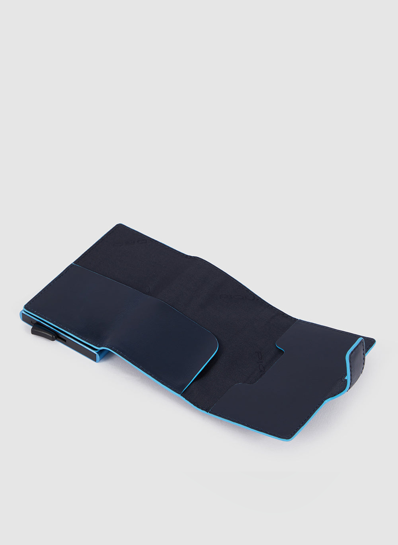 Pop-up metal and leather card holder | Blue PIQUADRO Men