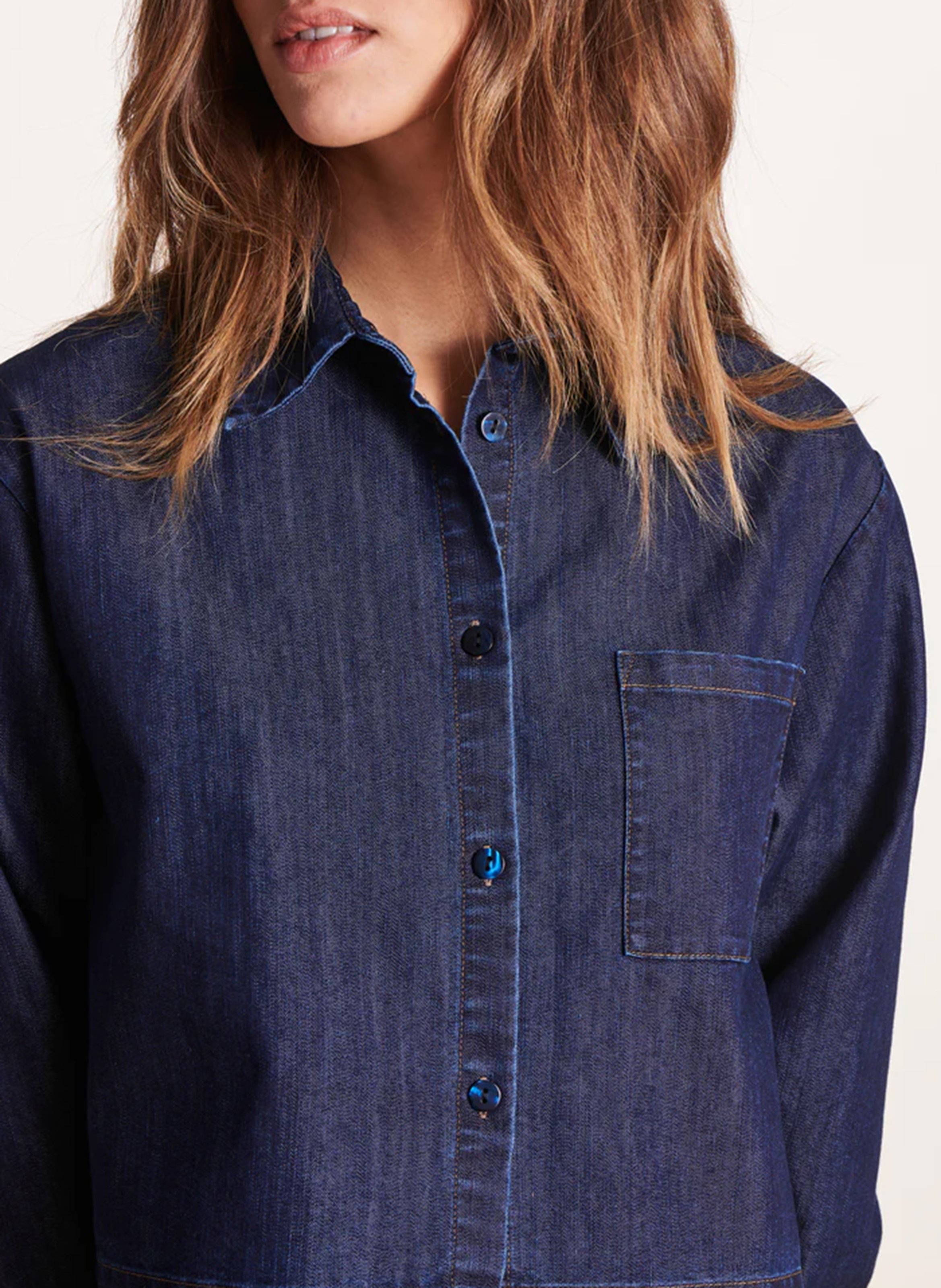 Korte spijkerblouse LA FEE MARABOUTEE Blauw