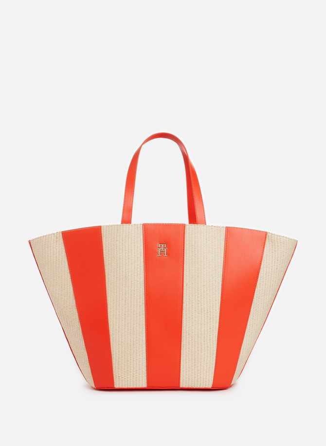 Striped straw-blend beach bag TOMMY HILFIGER