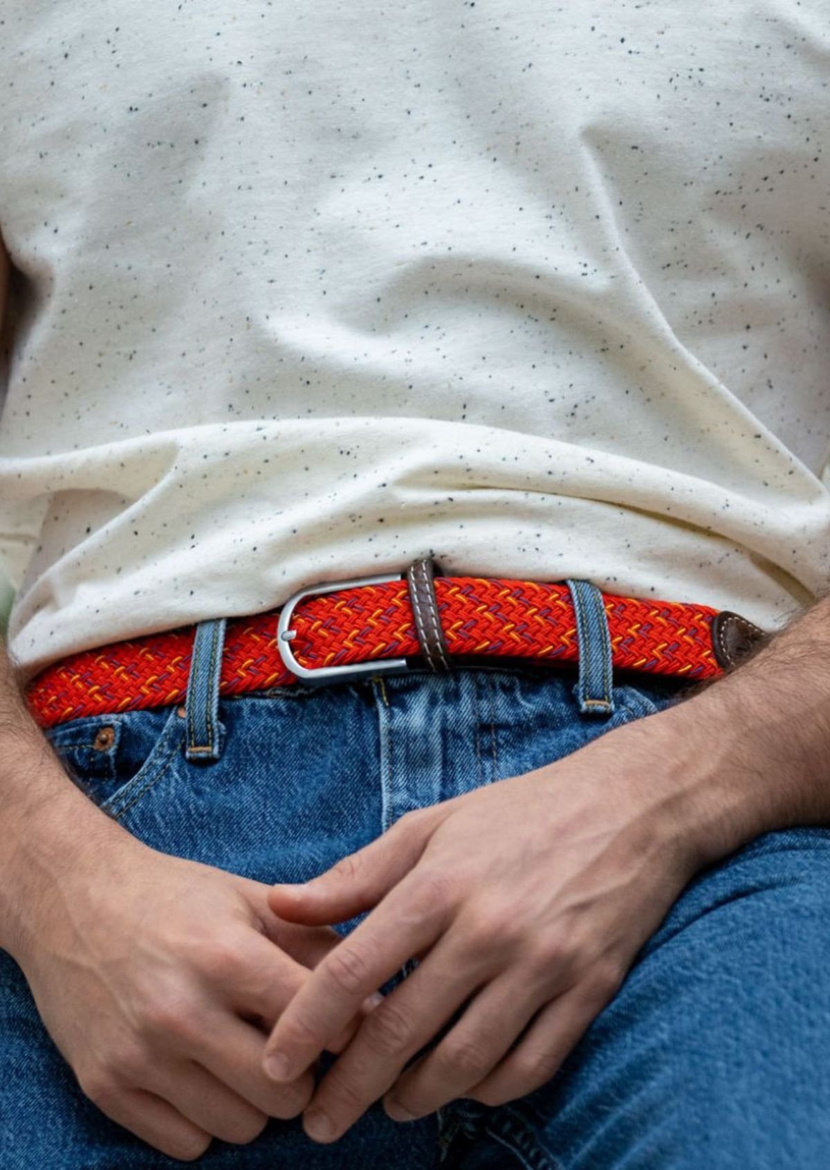 Ceinture tressée élastique multicolore BILLYBELT Rouge