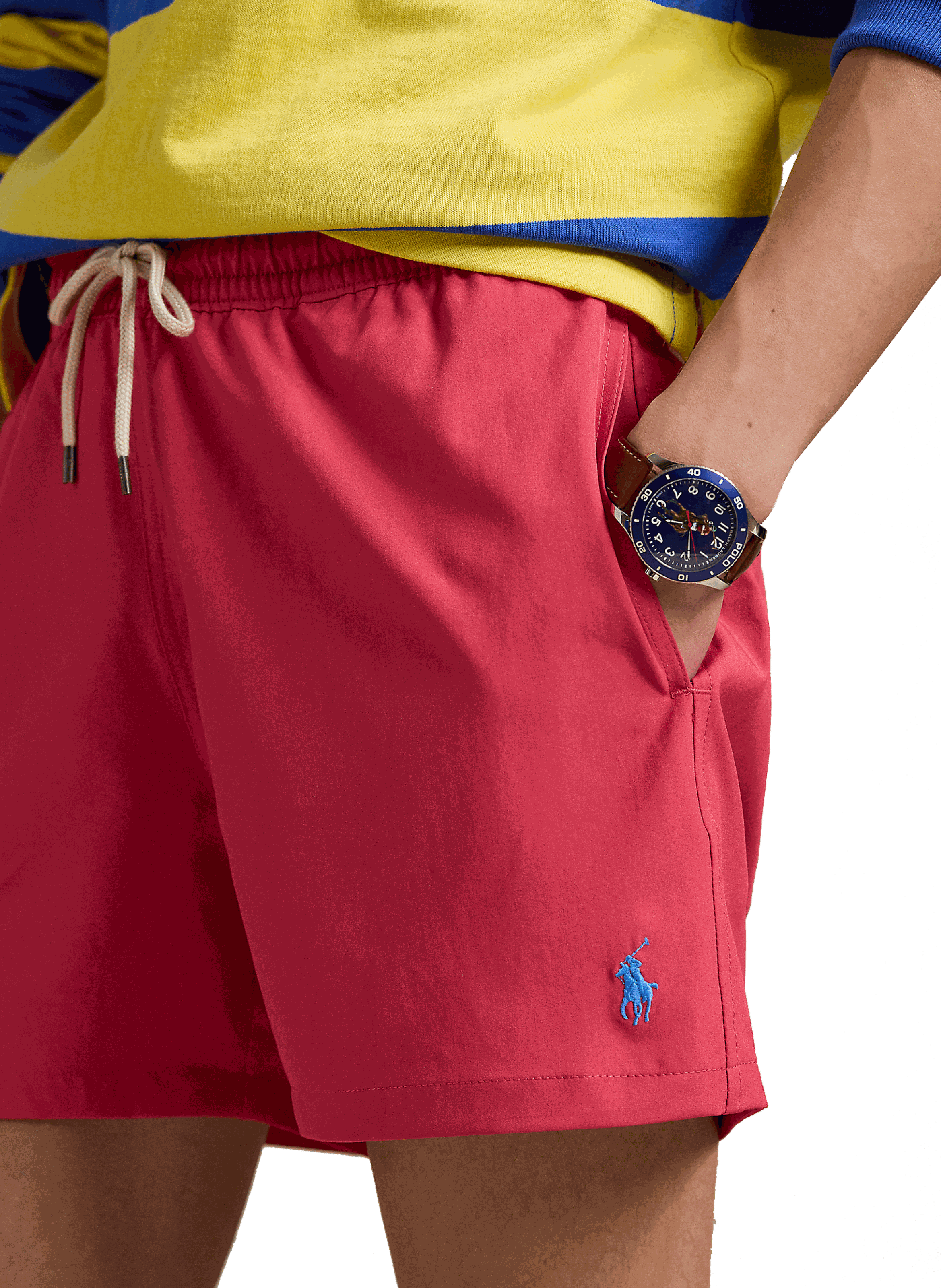 Recycled polyester swim shorts Red