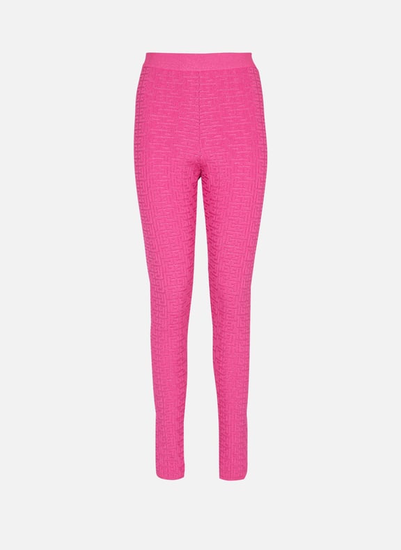 Legging en maille monogrammée Rose by BALMAIN BALMAIN Legging en maille monogrammée Rose