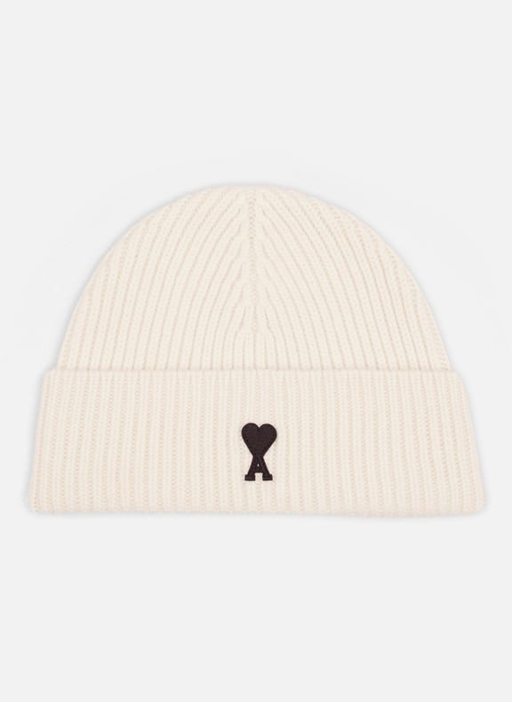 Bonnet ami de coeur en laine unisexe Blanc by AMI PARIS AMI PARIS Bonnet ami de coeur en laine unisexe Blanc