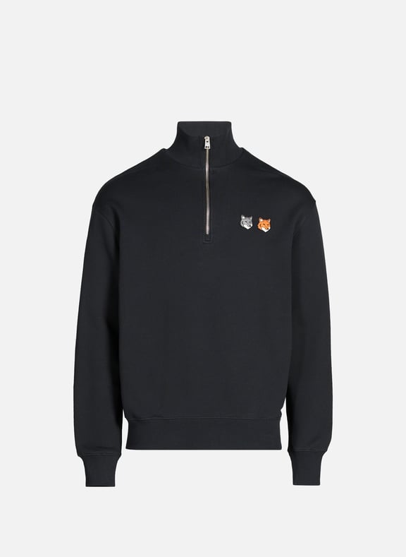 Zip-up Hoodie Double Fox Bold Head Grey by MAISON KITSUNÉ MAISON KITSUNÉ Zip-up Hoodie Double Fox Bold Head Grey