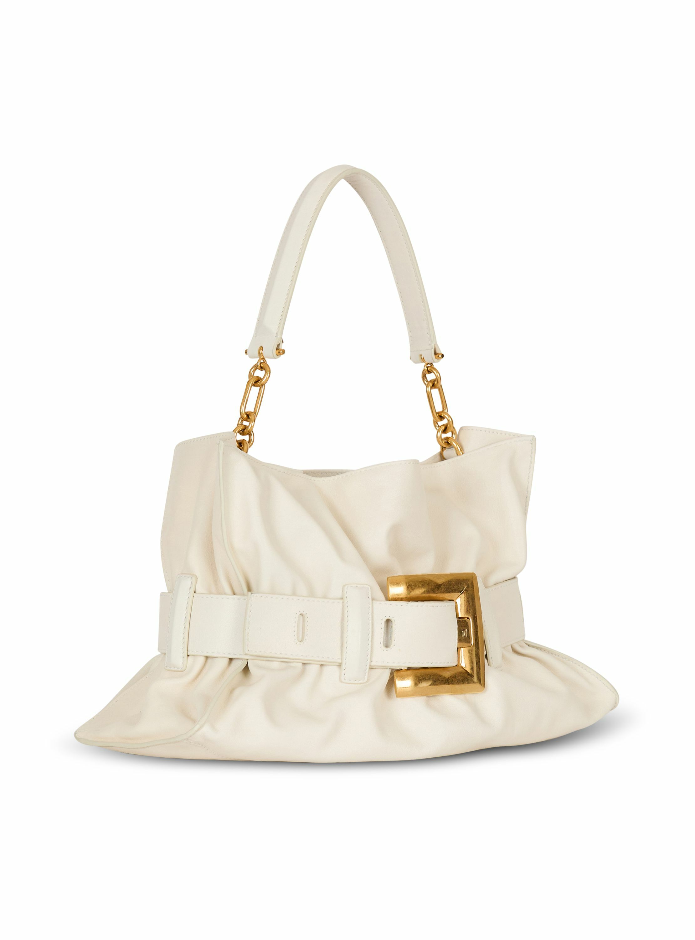 Sac anthem medium shoulder en cuir BALMAIN Blanc