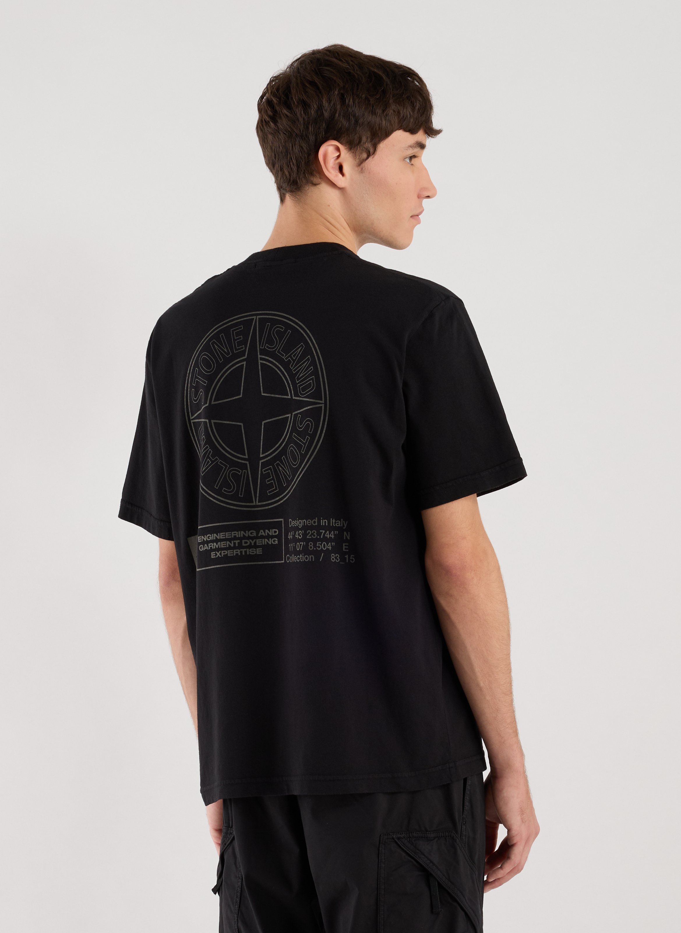 Plain cotton T-shirt with logo STONE ISLAND Black