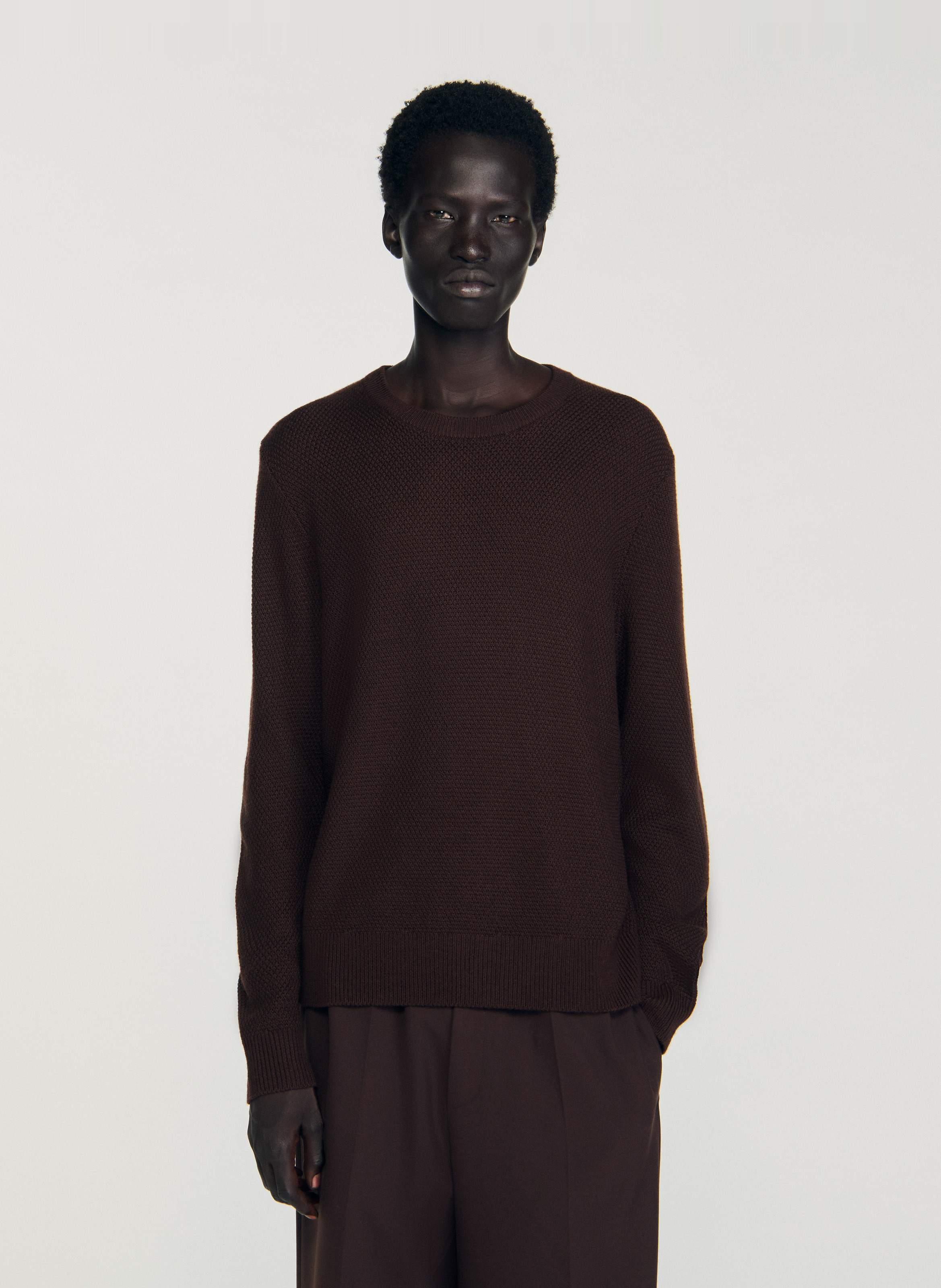 Pull en maille texturée SANDRO Marron