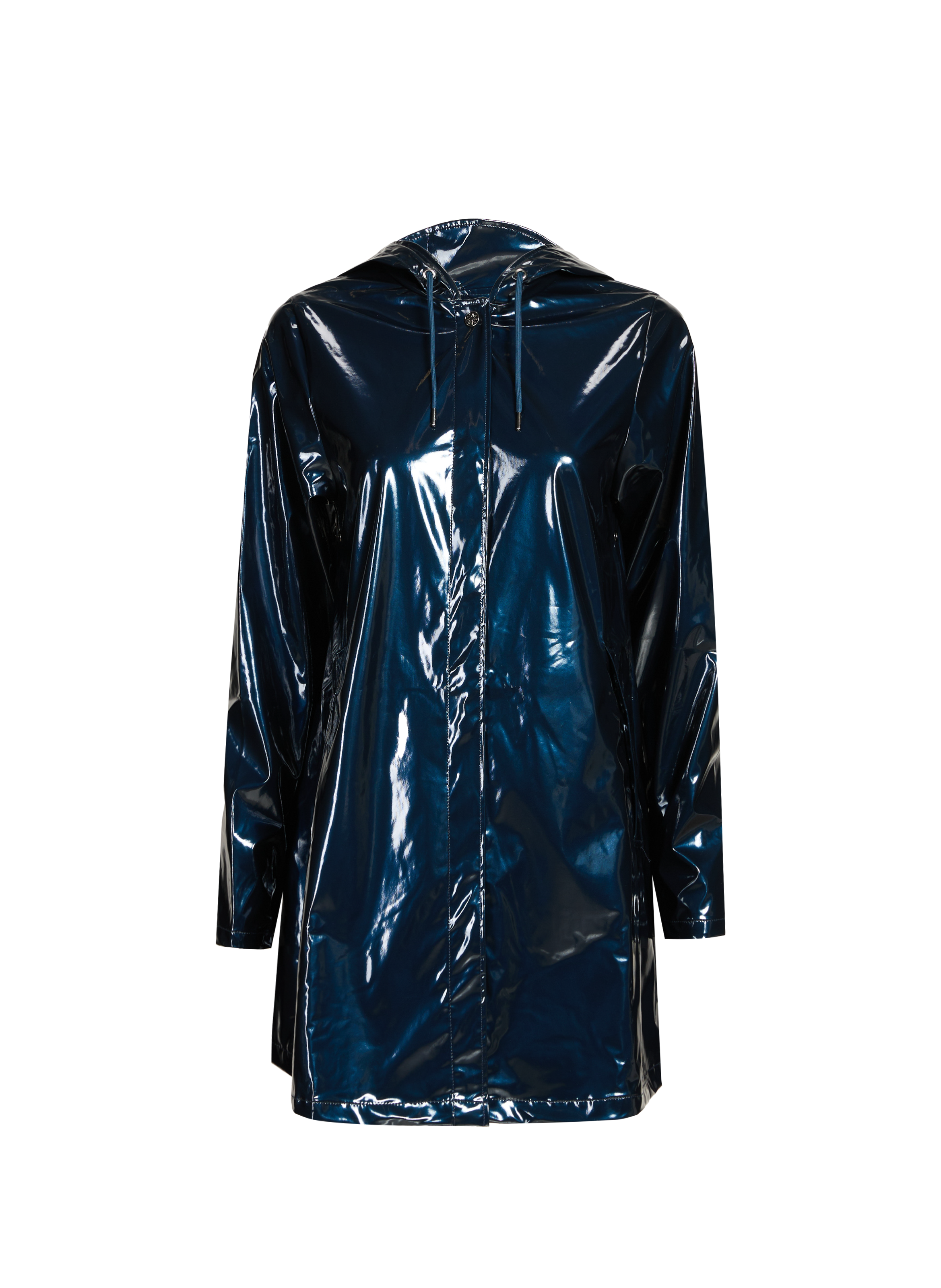 Parka longue vernie RAINS Bleu