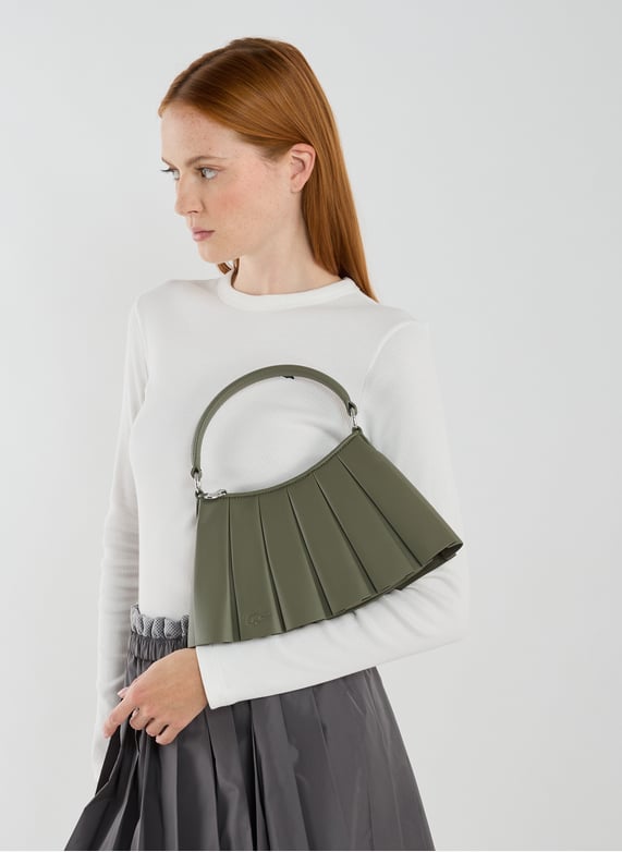 Petit sac Lenglen plissé en cuir | Kaki by LACOSTE Petit sac Lenglen plissé en cuir Kaki