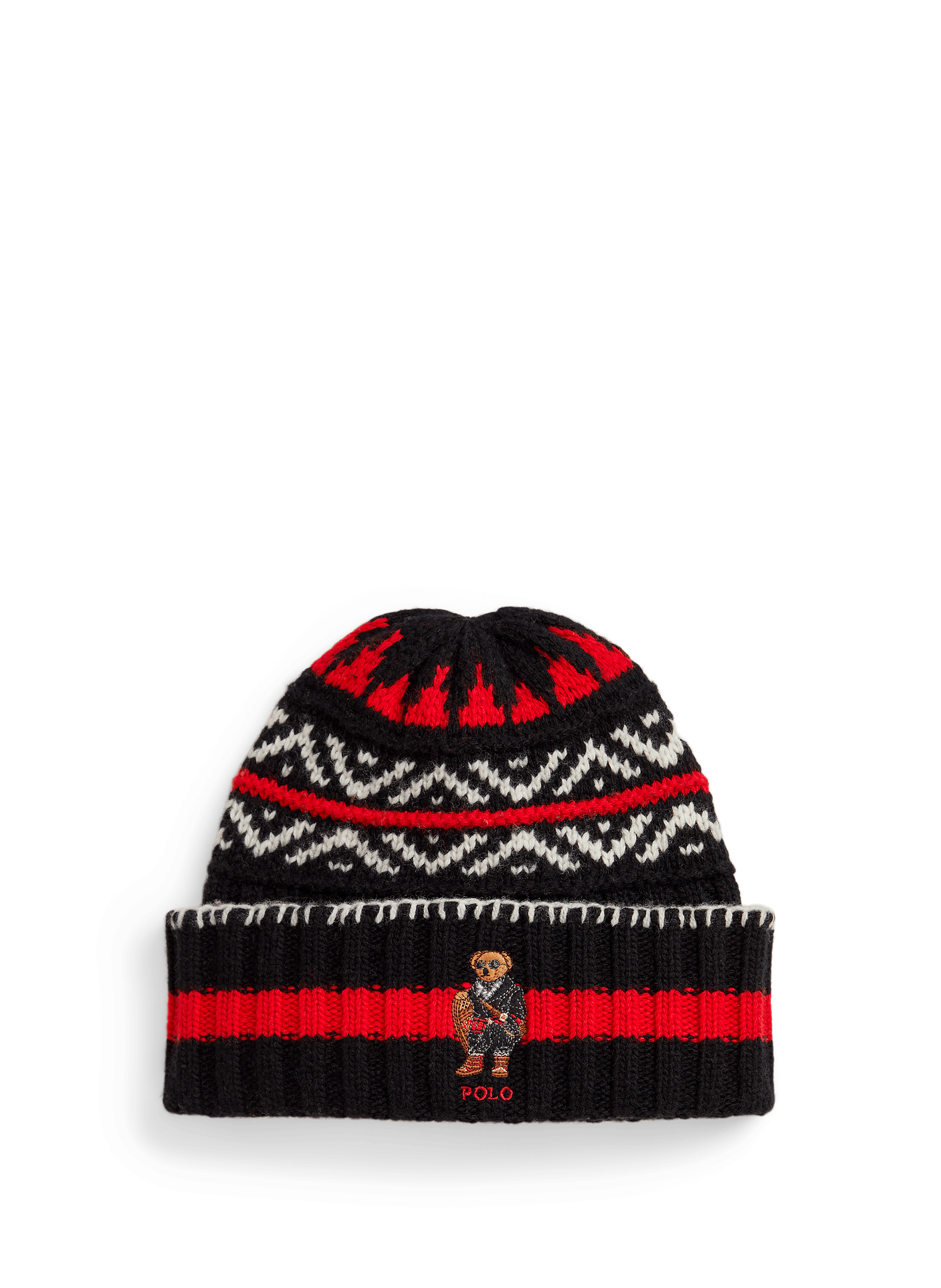 POLO RALPH LAUREN Printed beanie in mixed wool and cotton Black